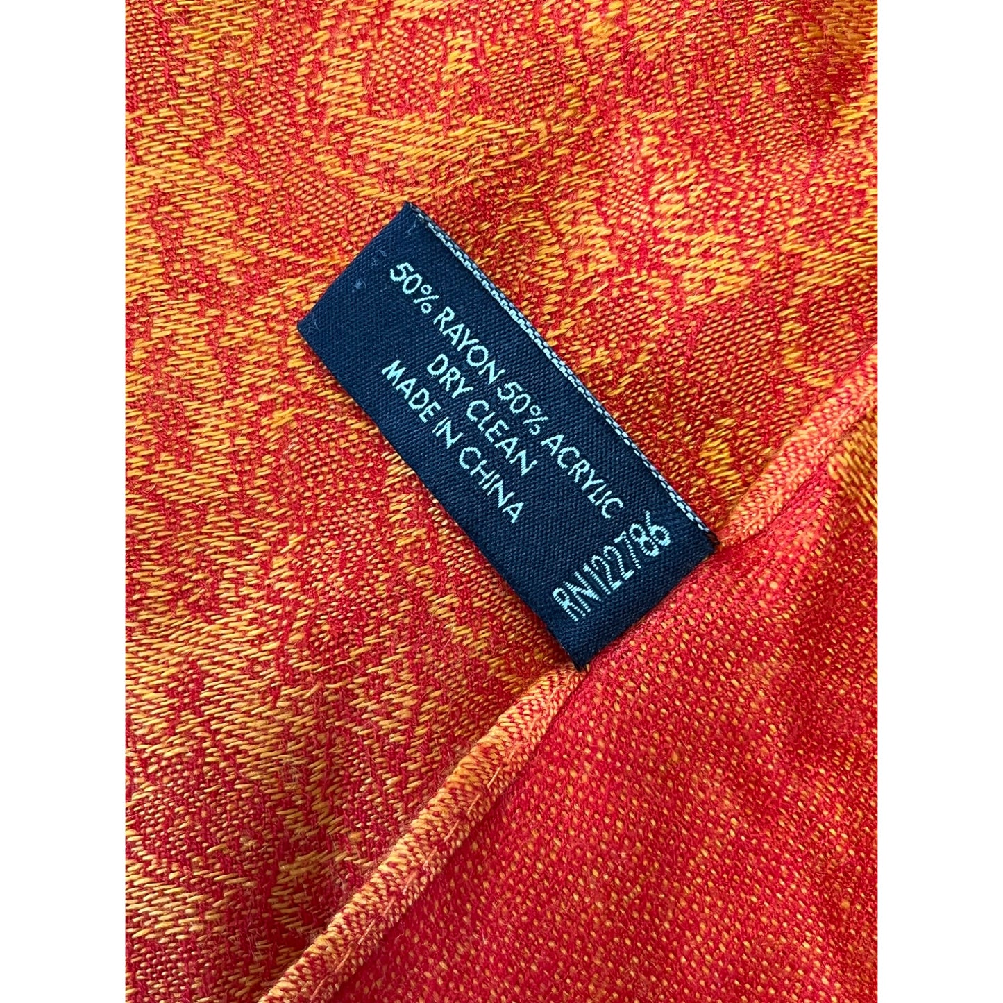 Pashmina Paisley Scarf Shawl Orange Red Fringe Wrap Mid 2000s Boho