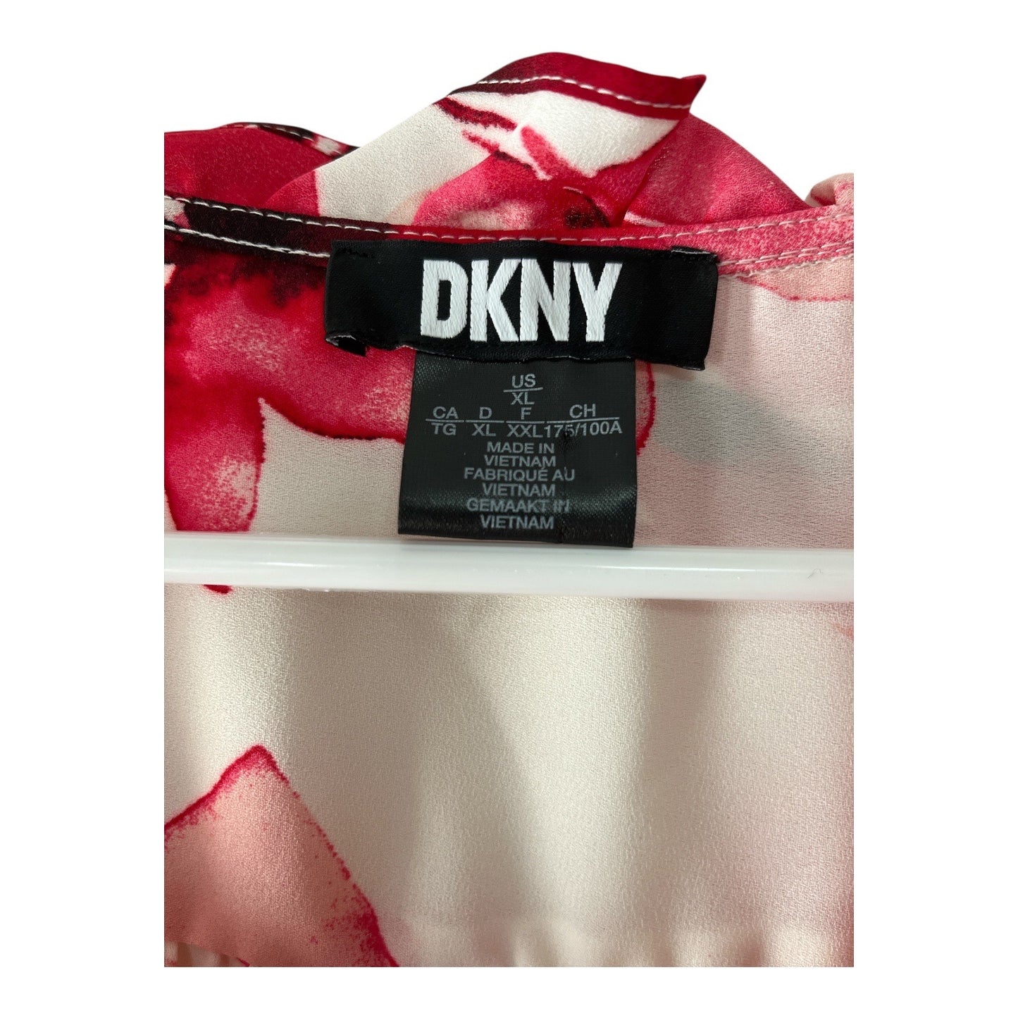 DKNY Red Floral Ruffle Sleeveless Blouse – Size XL