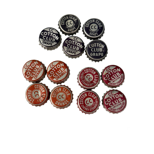 13 Vintage Cotton Club Soda Bottle Caps Cork Lined Grape Orange Cherry Strawberry