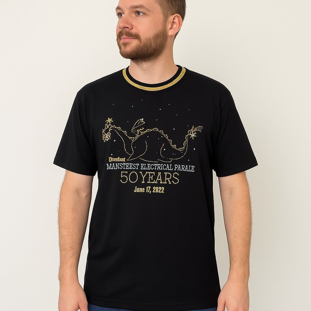 Disneyland Main Street Electrical Parade 50 Years T-Shirt Black Gold Trim Size L 2022