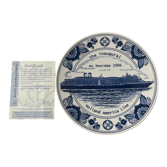 Vintage Royal Goedewaagen Blue Delft MS Noordam Inaugural Plate 2006 Holland America Line