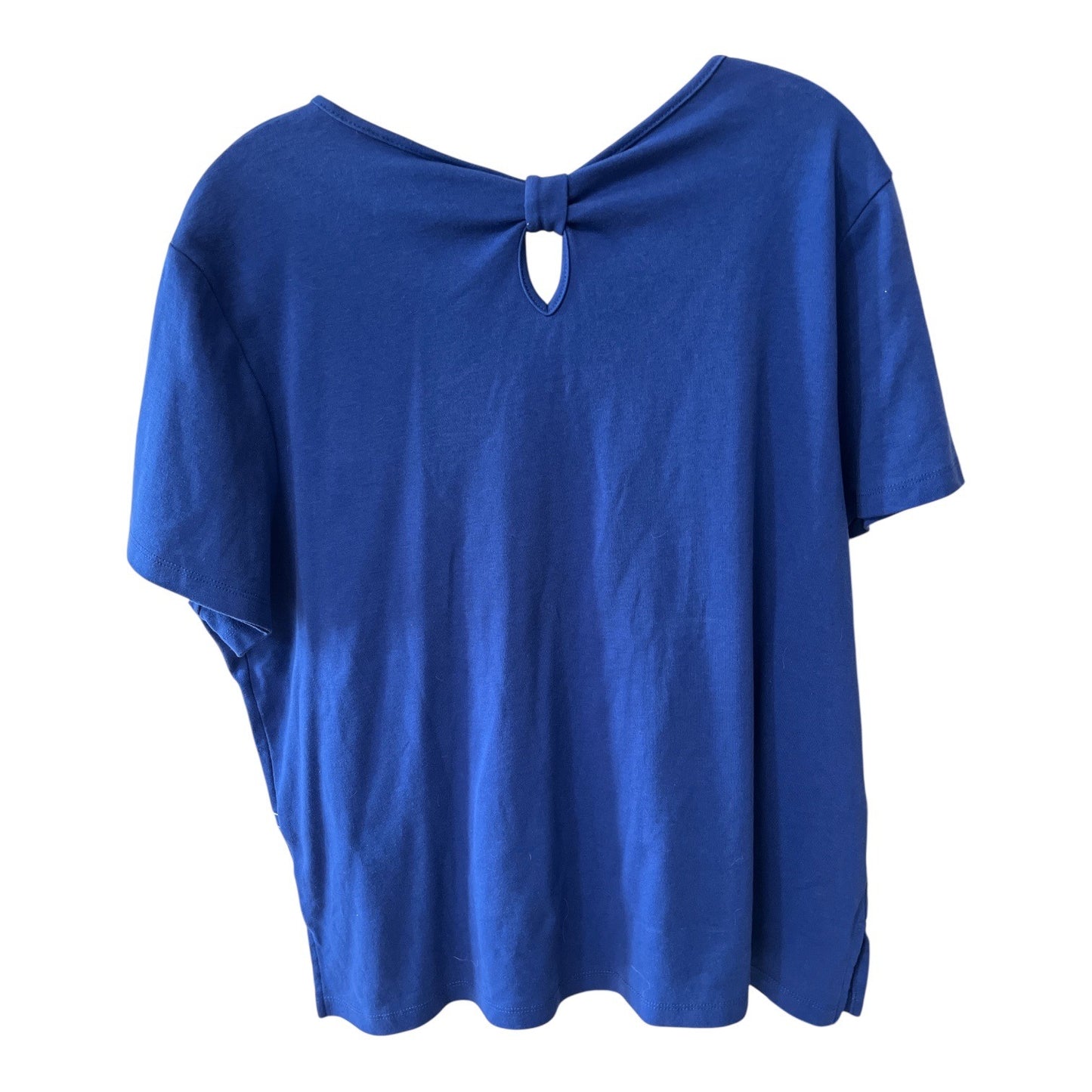 Alfred Dunner Women’s 1X Blue Embellished Tropical Short Sleeve Top