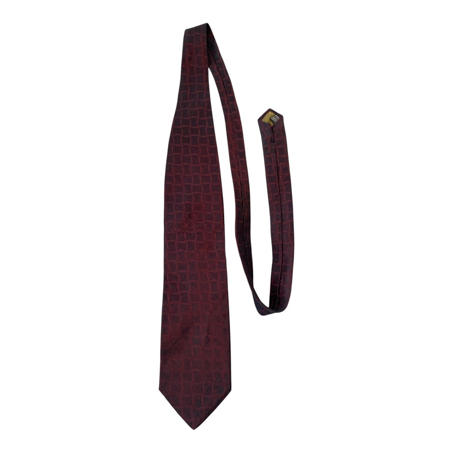 VTG Principe Made in Italy Burgundy Silk Tie Geometric Pattern