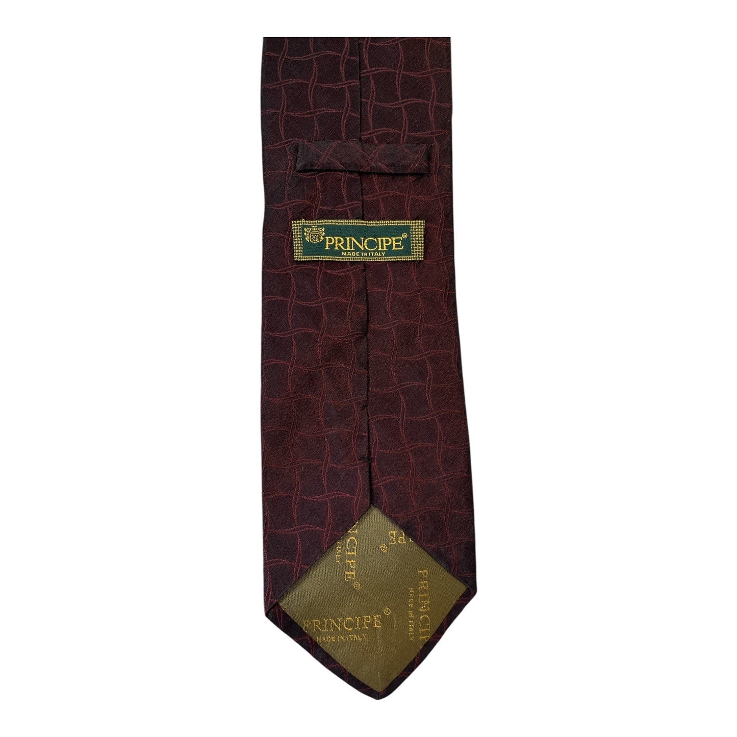 VTG Principe Made in Italy Burgundy Silk Tie Geometric Pattern