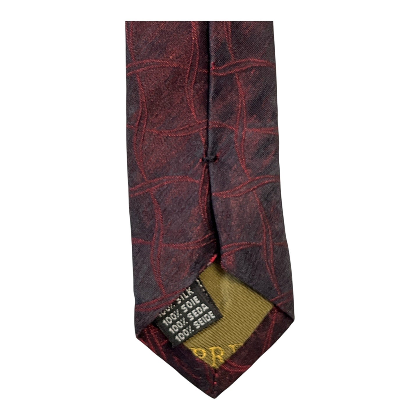VTG Principe Made in Italy Burgundy Silk Tie Geometric Pattern