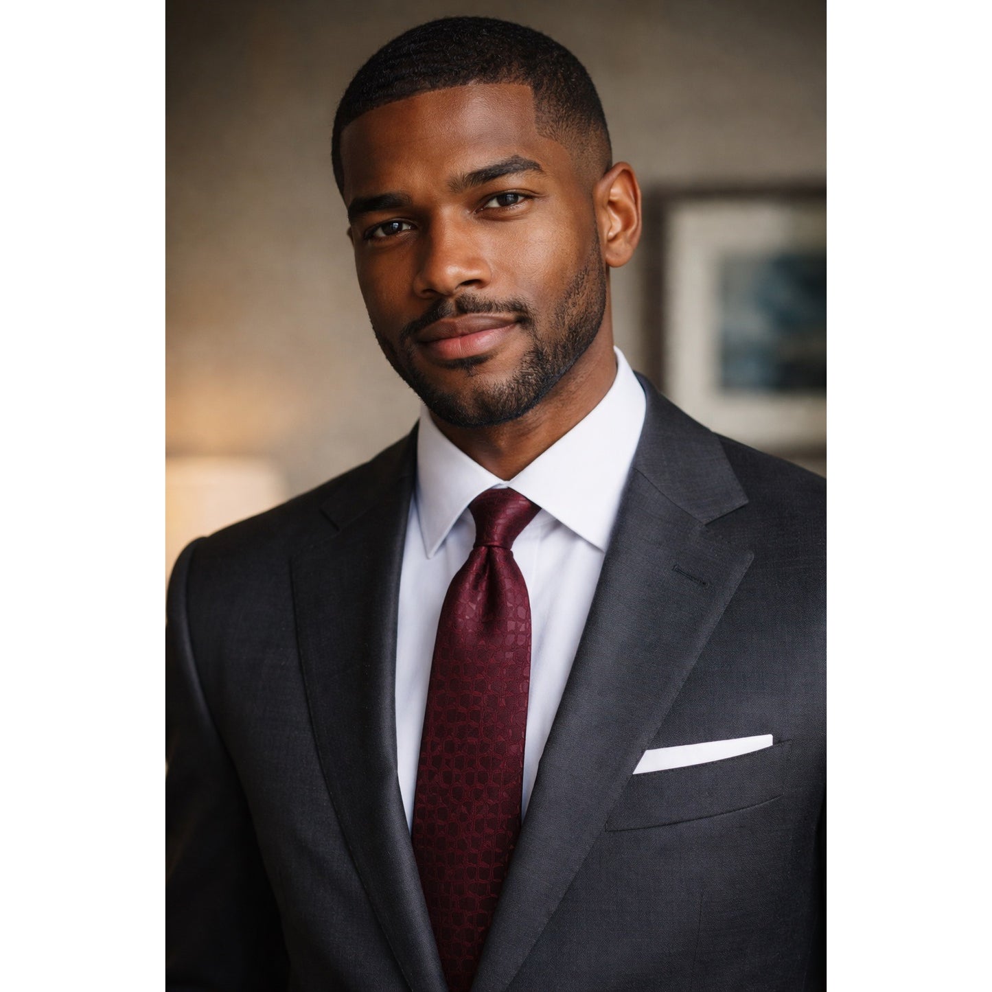 VTG Principe Made in Italy Burgundy Silk Tie Geometric Pattern