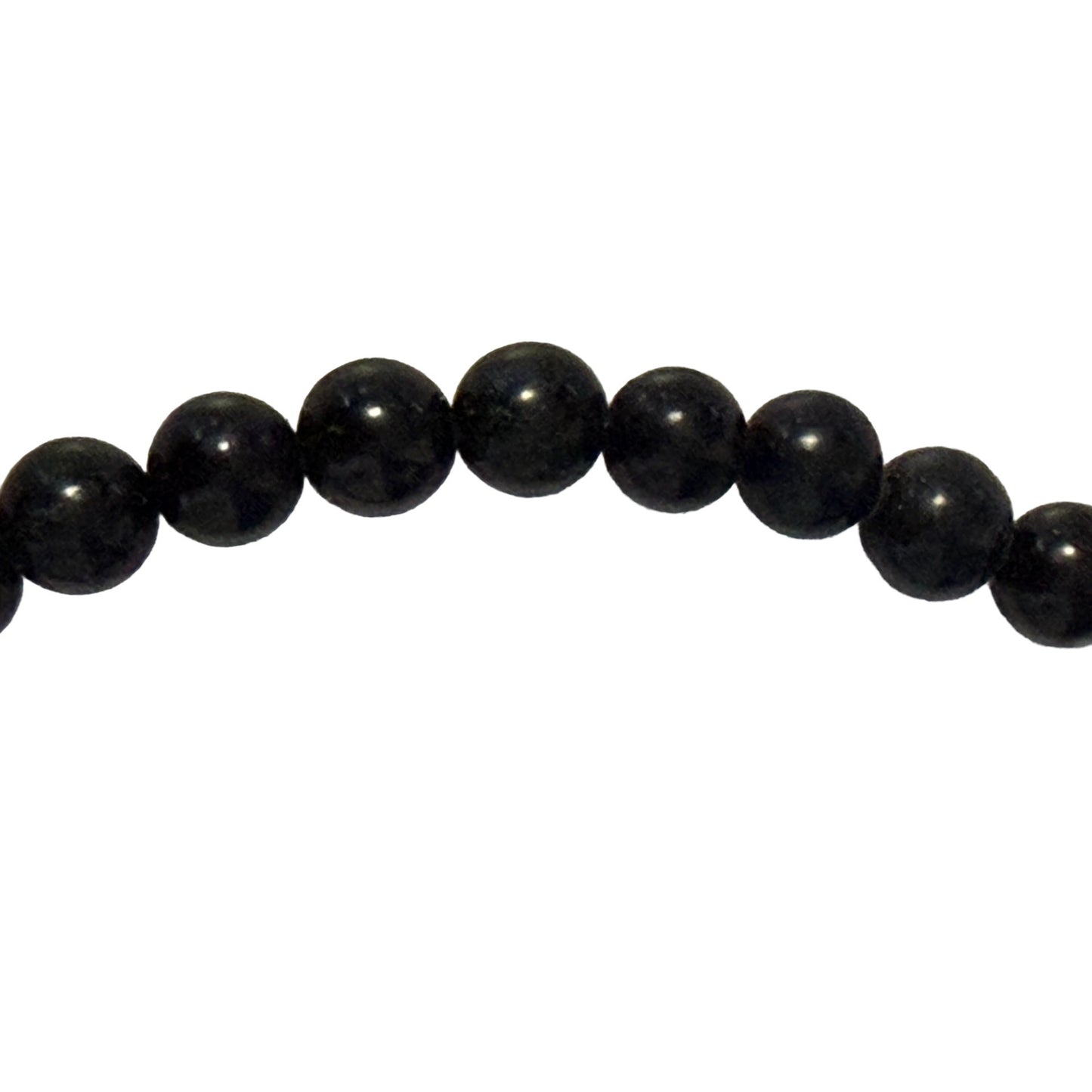 Vintage Black Stone Bead Necklace 22” Strand Matte Polished Beads Gold Tone Barrel Clasp