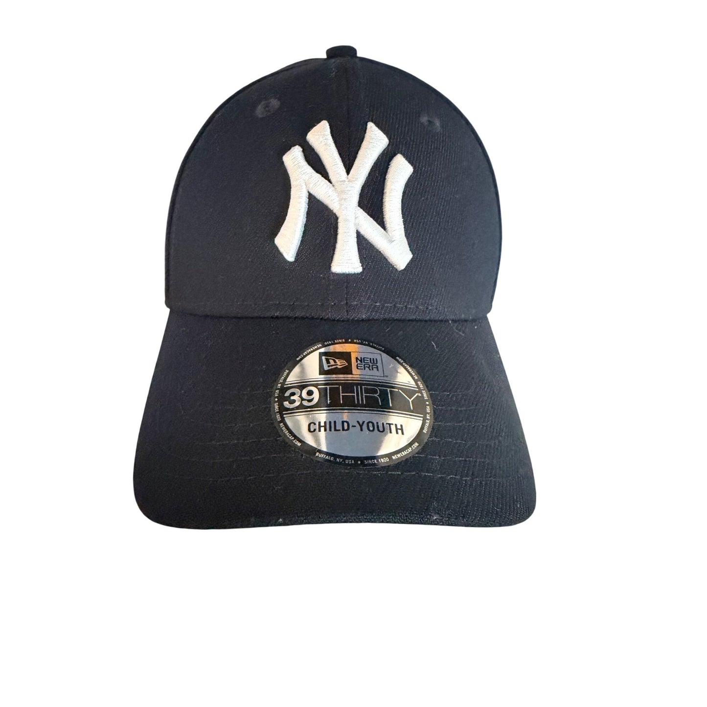 New Era 39THIRTY New York Yankees Youth Stretch Fit Baseball Cap Navy Blue Child