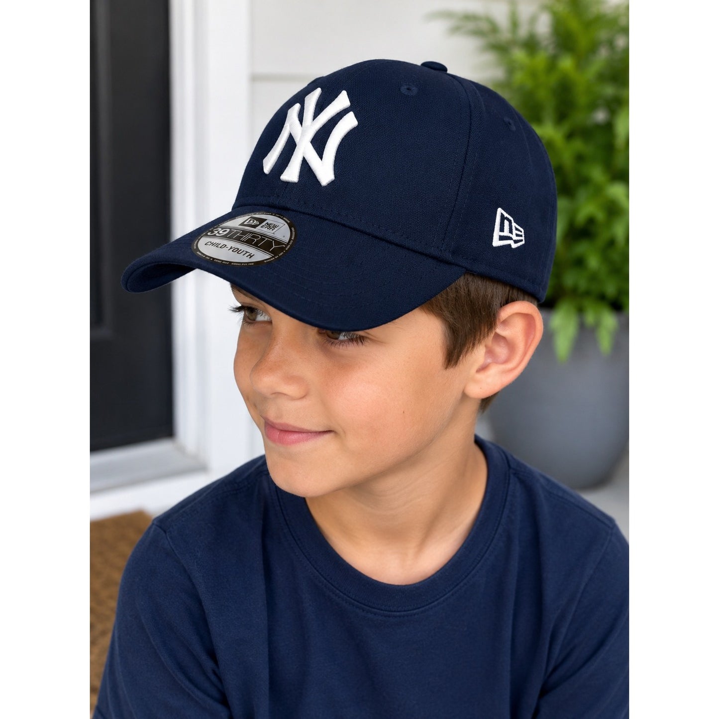 New Era 39THIRTY New York Yankees Youth Stretch Fit Baseball Cap Navy Blue Child