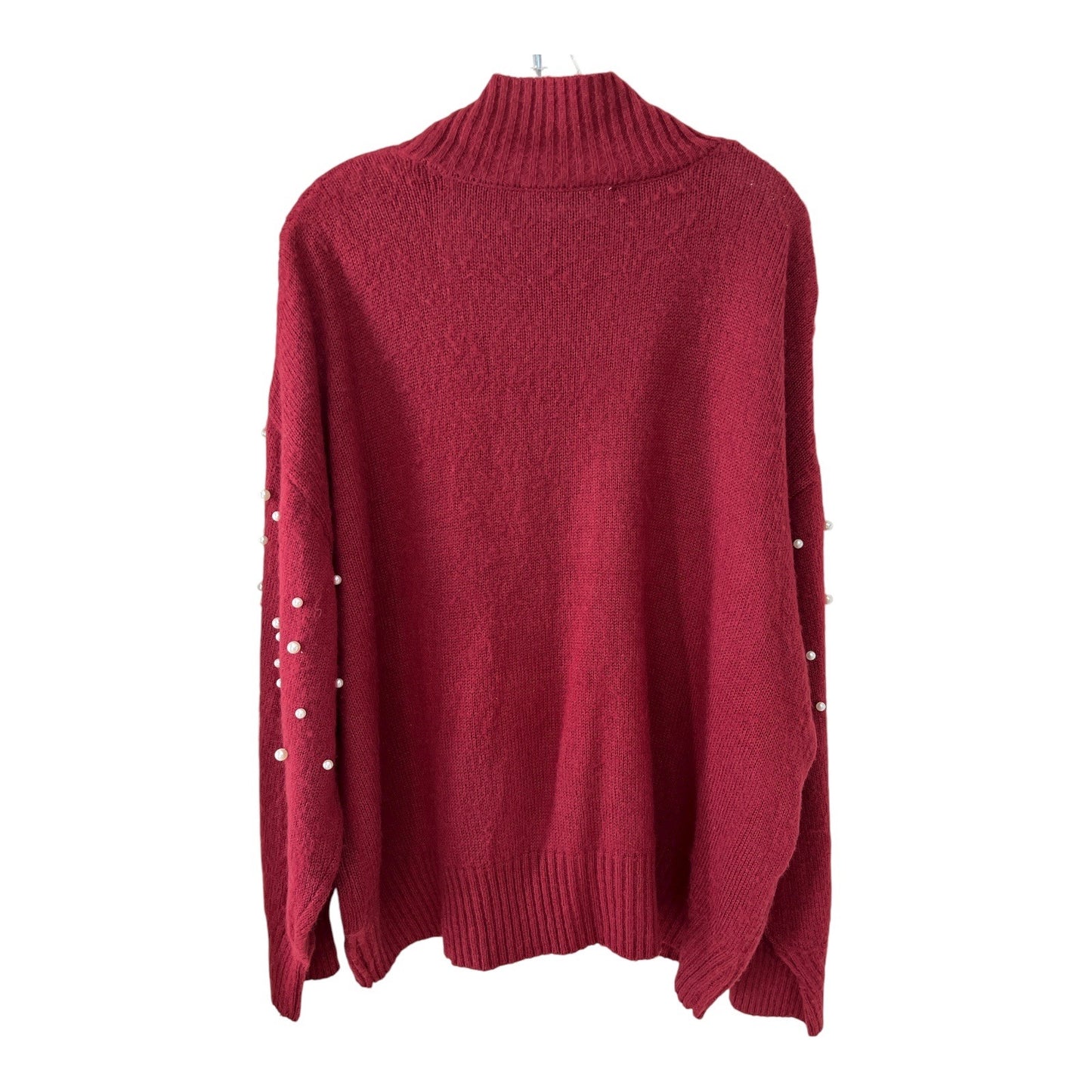 Eloquii Elements Plus Size 22/24 Red Sweater with Faux Pearl Embellishments – Acrylic Knit