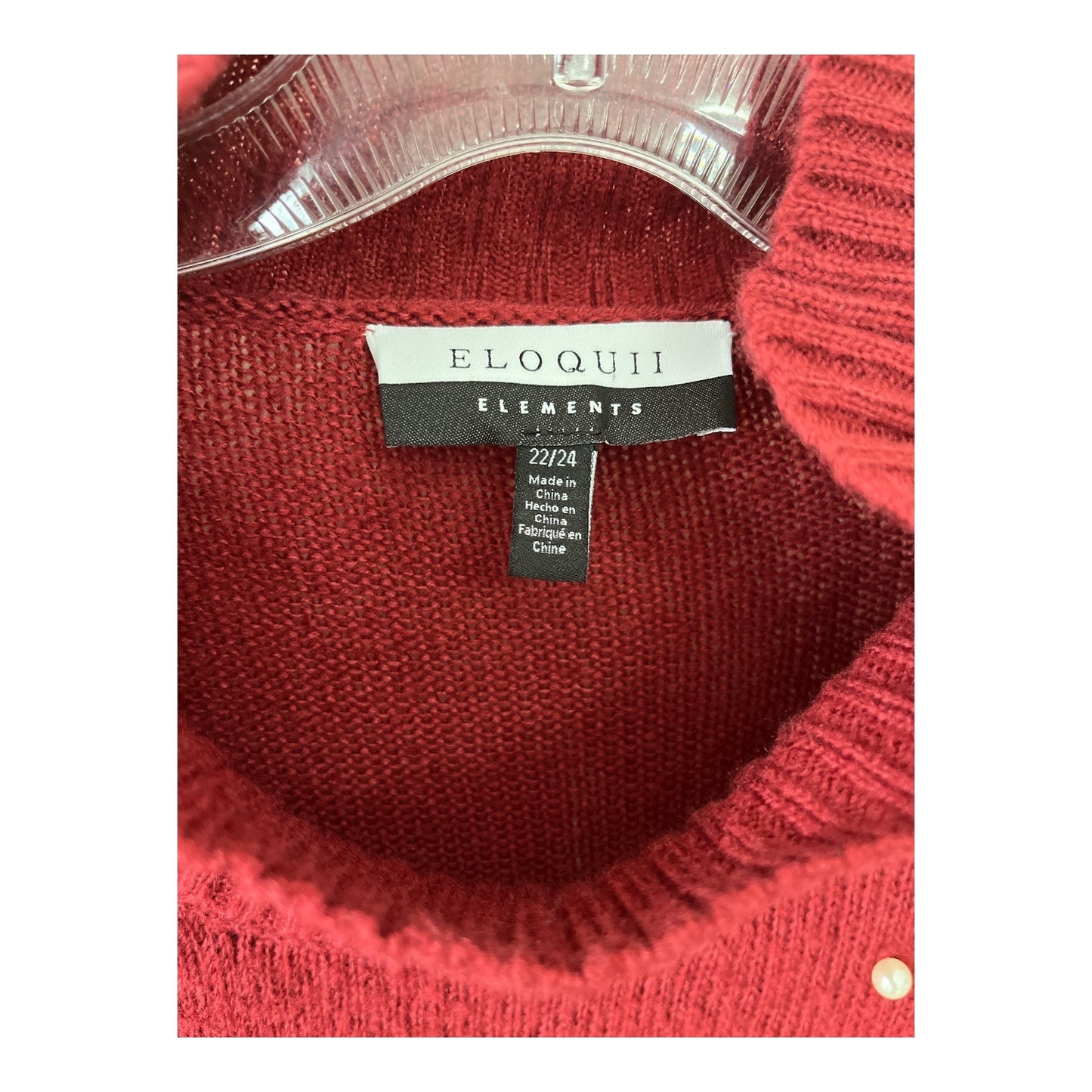 Eloquii Elements Plus Size 22/24 Red Sweater with Faux Pearl Embellishments – Acrylic Knit