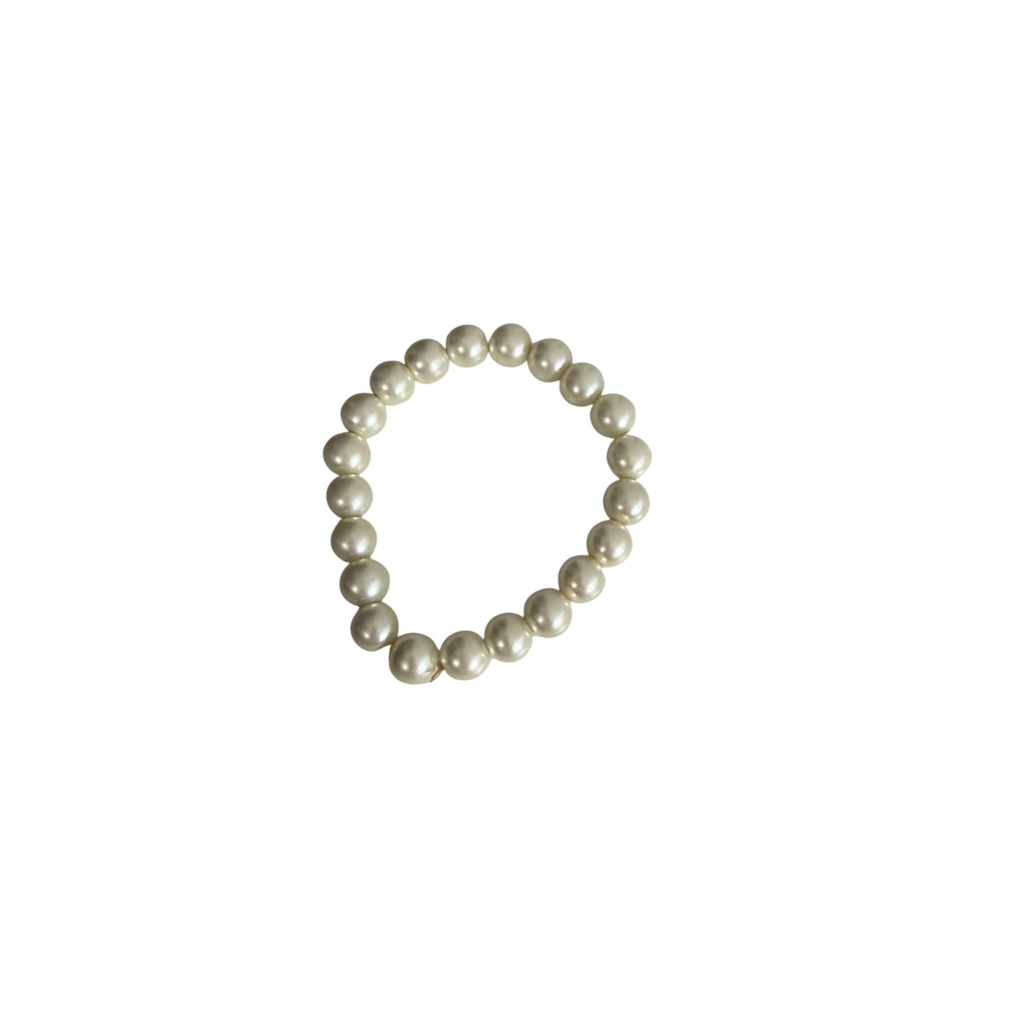 Vintage Cold Weighted Faux Pearl Stretch Bracelet Graduated Cream White Beads 3"