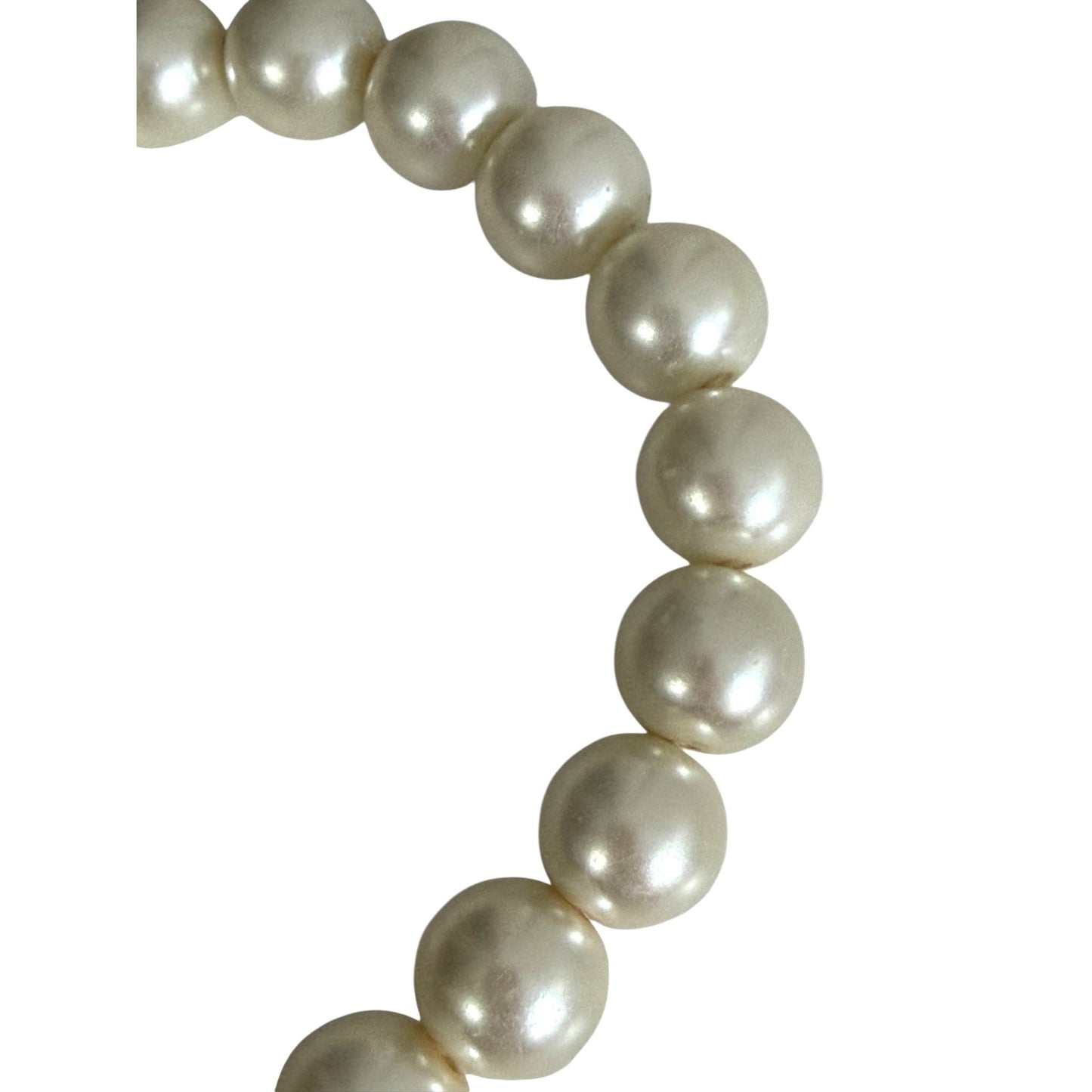 Vintage Cold Weighted Faux Pearl Stretch Bracelet Graduated Cream White Beads 3"