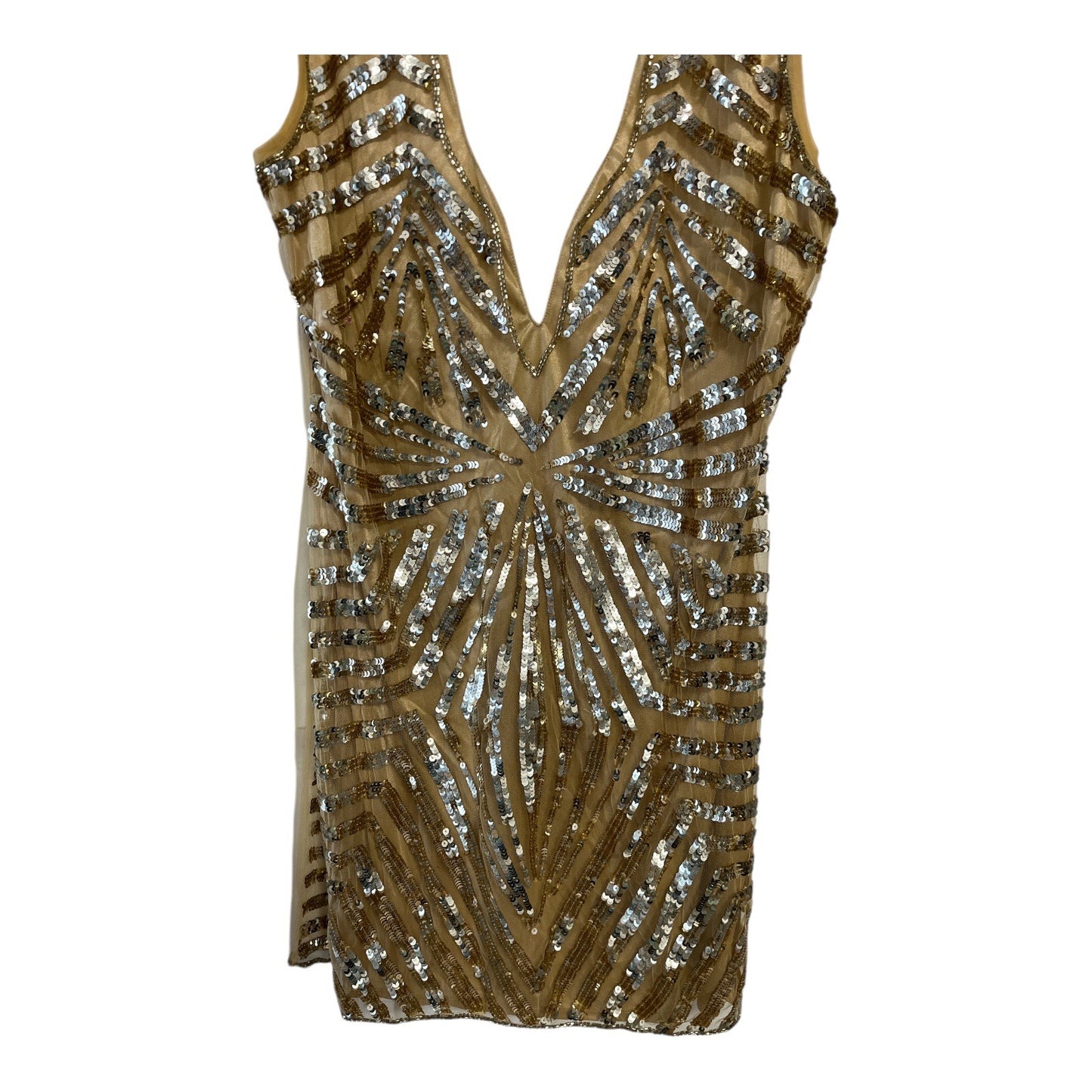 GatsbyLady London Gold Sequin Art Deco Sleeveless Flapper Dress US 14 UK 18