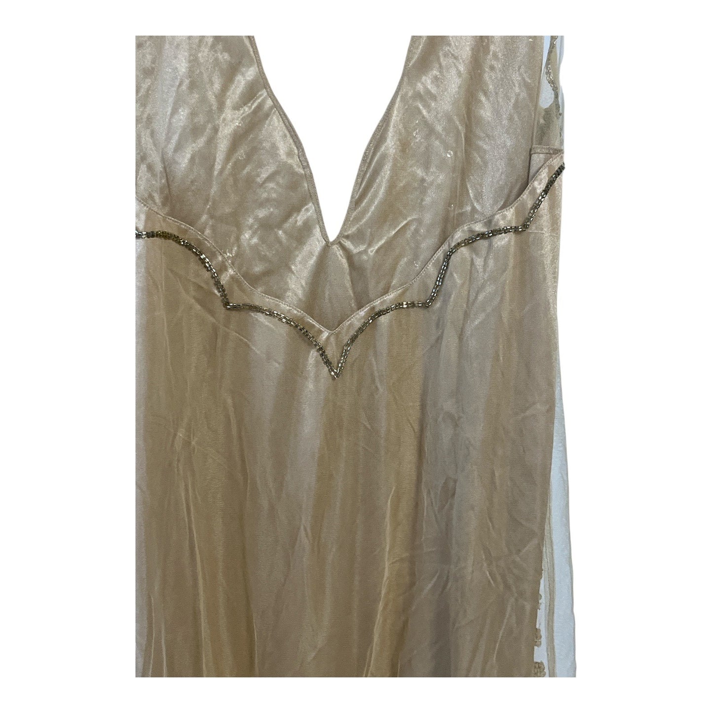 GatsbyLady London Gold Sequin Art Deco Sleeveless Flapper Dress US 14 UK 18