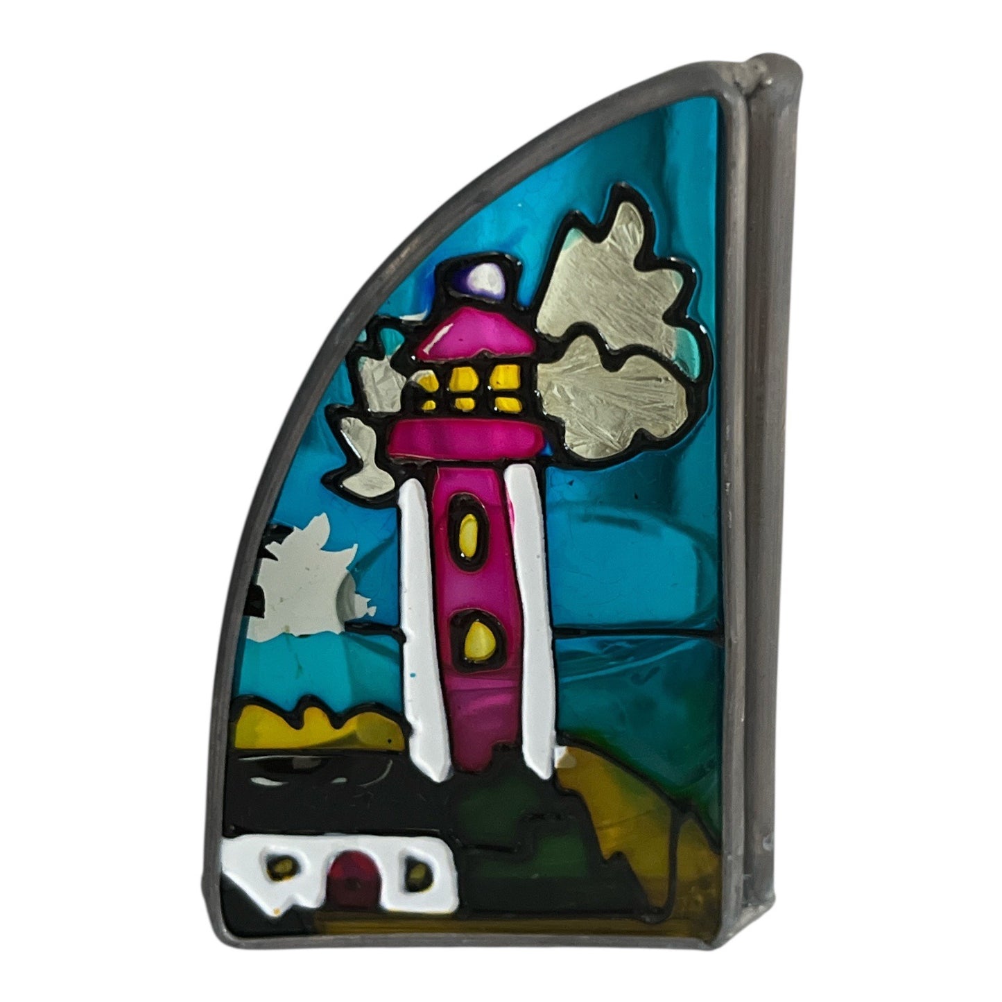 Scott’s Lighthouse Candle Screen Stained Glass Style Tealight Holder 3 Inch Boxed