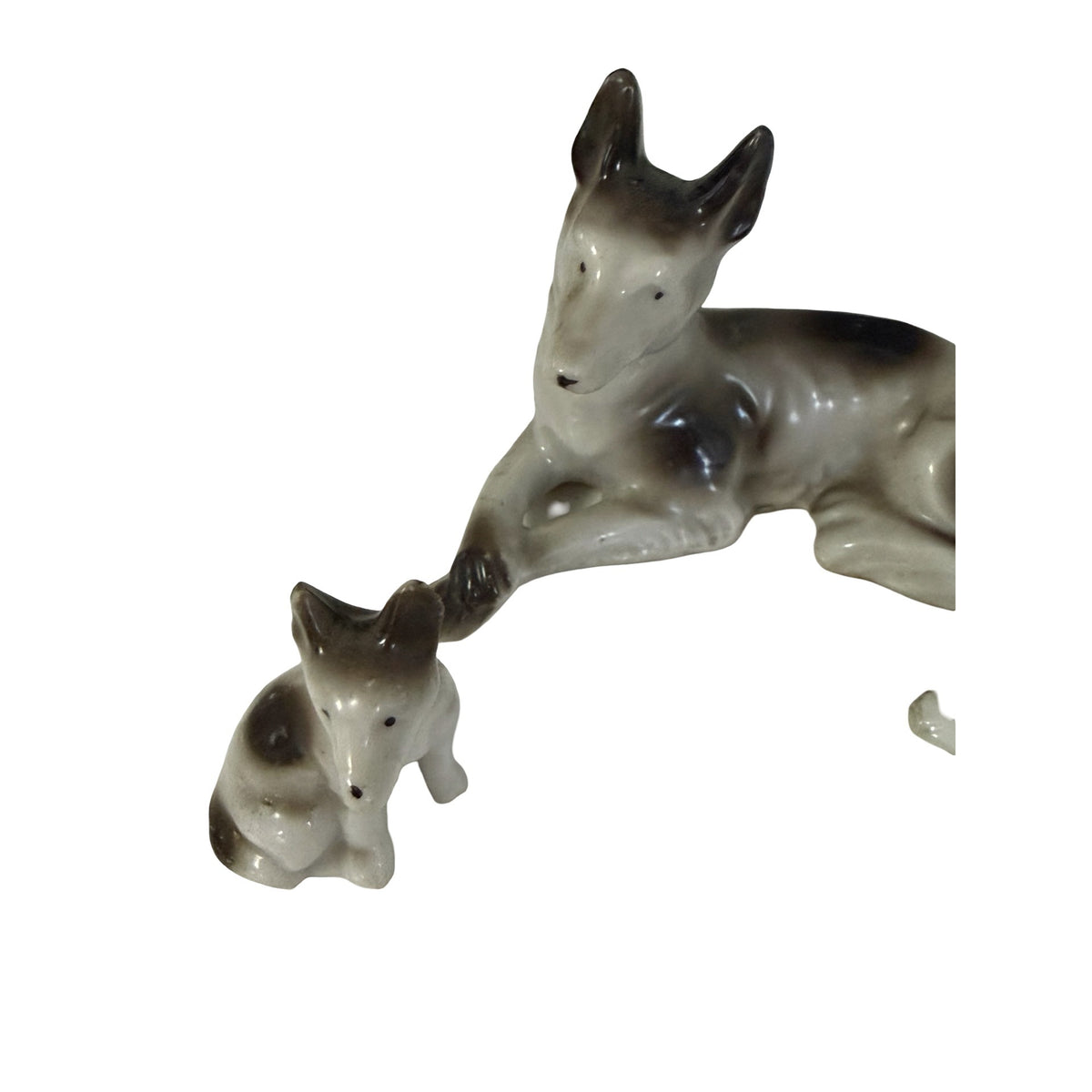 Vintage Miniature Porcelain German Shepherd Dog Family Figurines Japan Set of 3