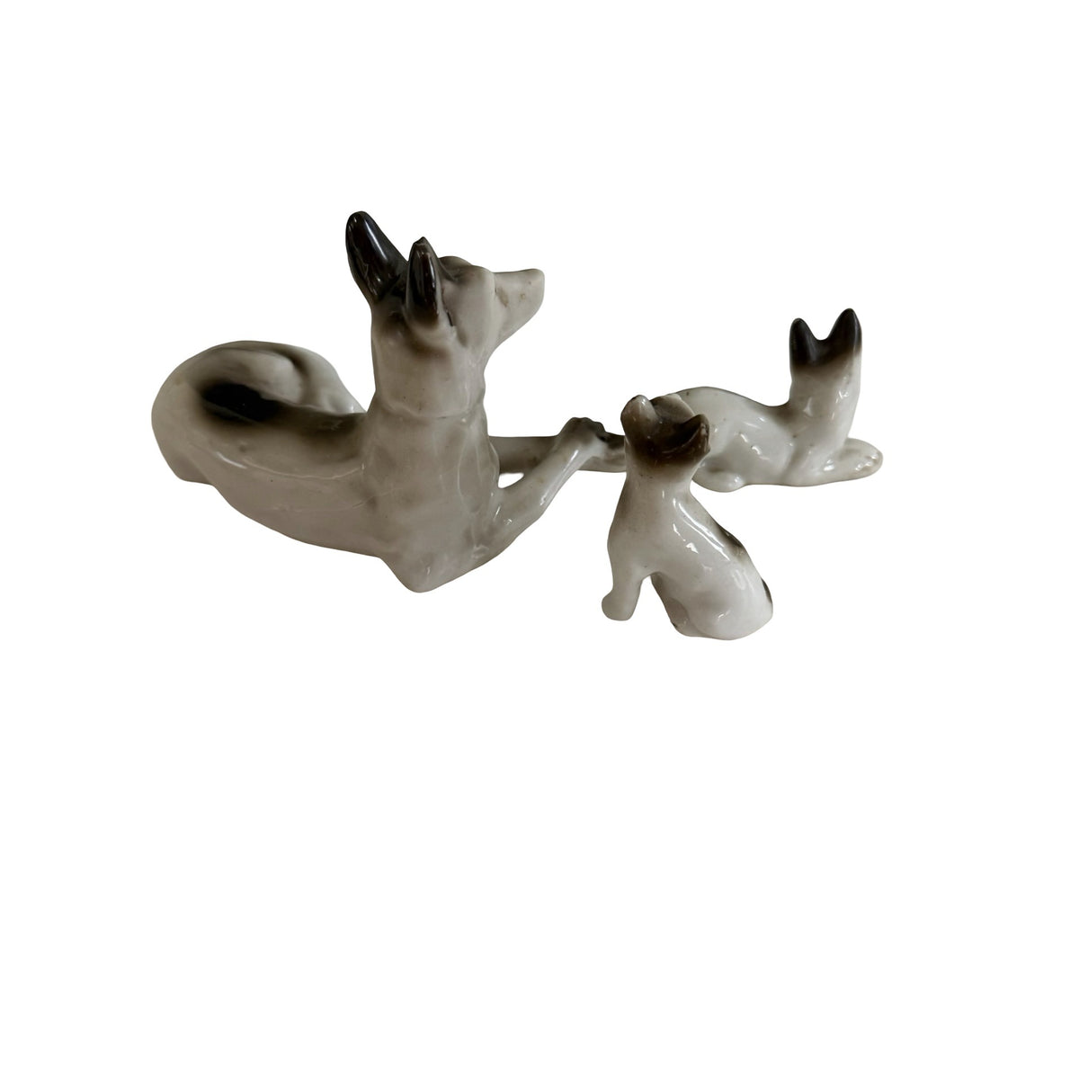 Vintage Miniature Porcelain German Shepherd Dog Family Figurines Japan Set of 3