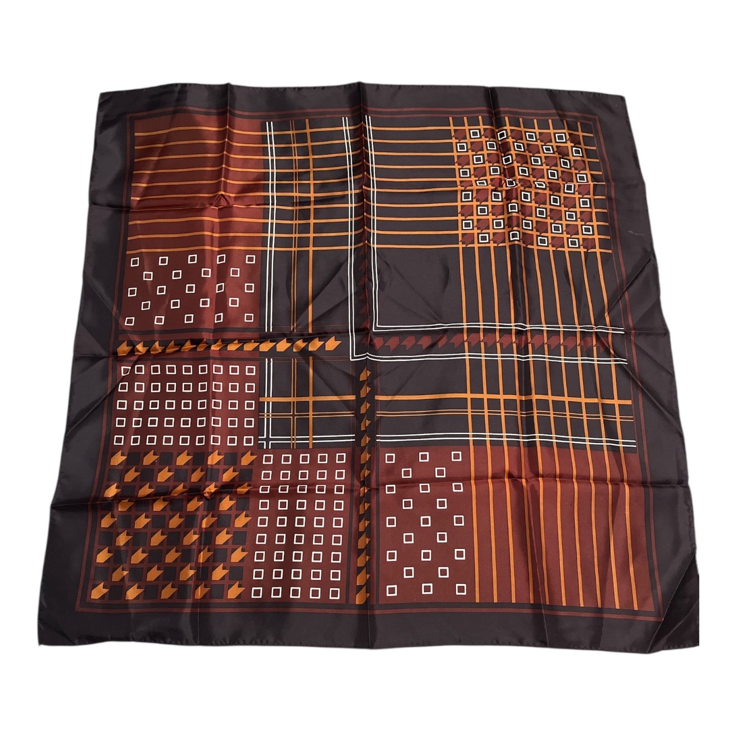Vintage Geometric Acetate Fashion Scarf Brown Black Eastman Mfg
