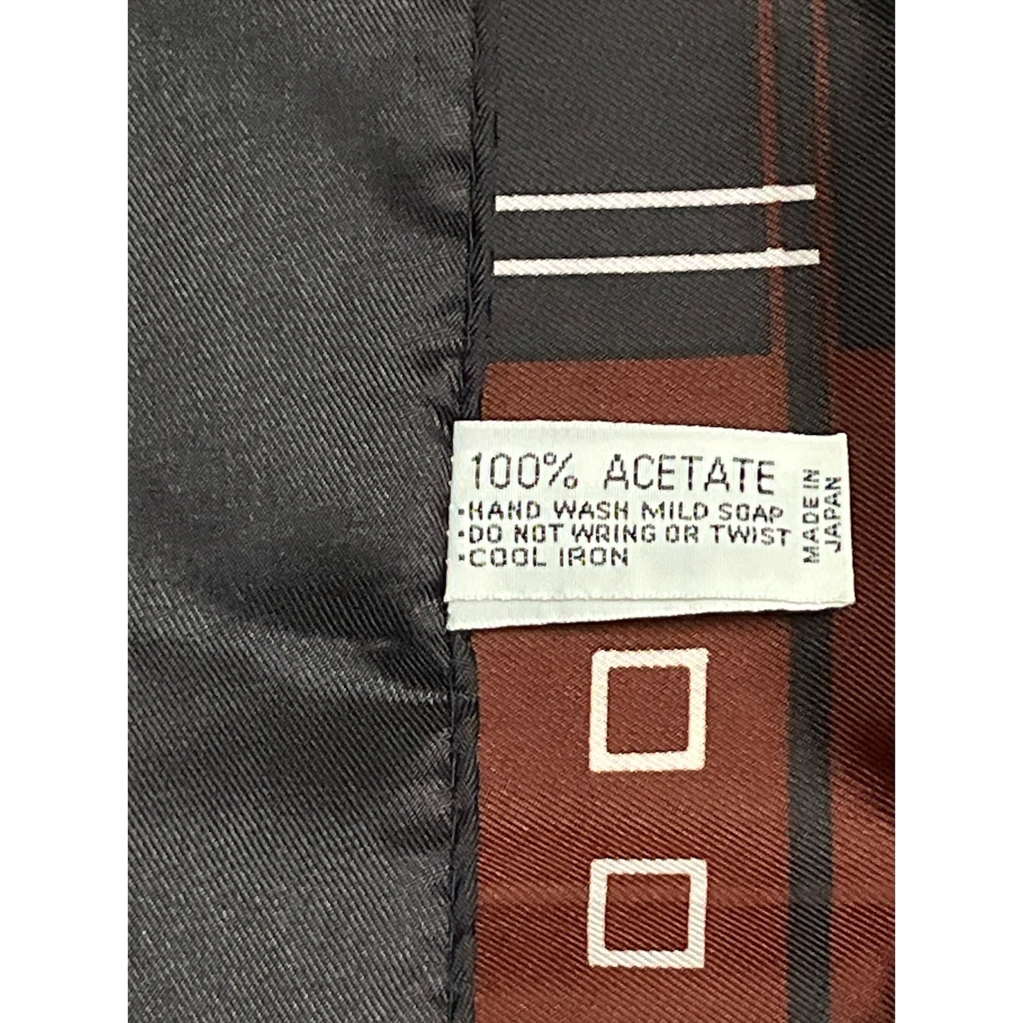 Vintage Geometric Acetate Fashion Scarf Brown Black Eastman Mfg