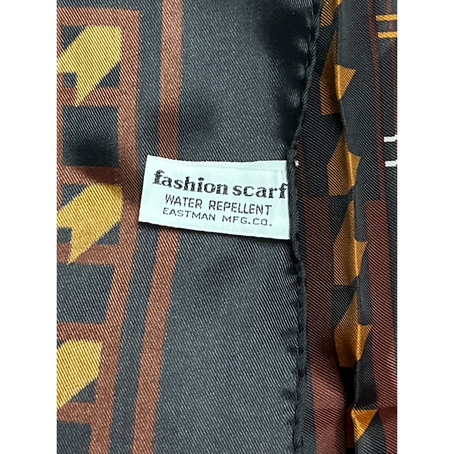Vintage Geometric Acetate Fashion Scarf Brown Black Eastman Mfg