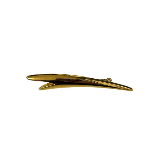 Monet Gold Tone Modernist Curved Bar Brooch Minimalist Sleek Pin 2 Inch Vintage