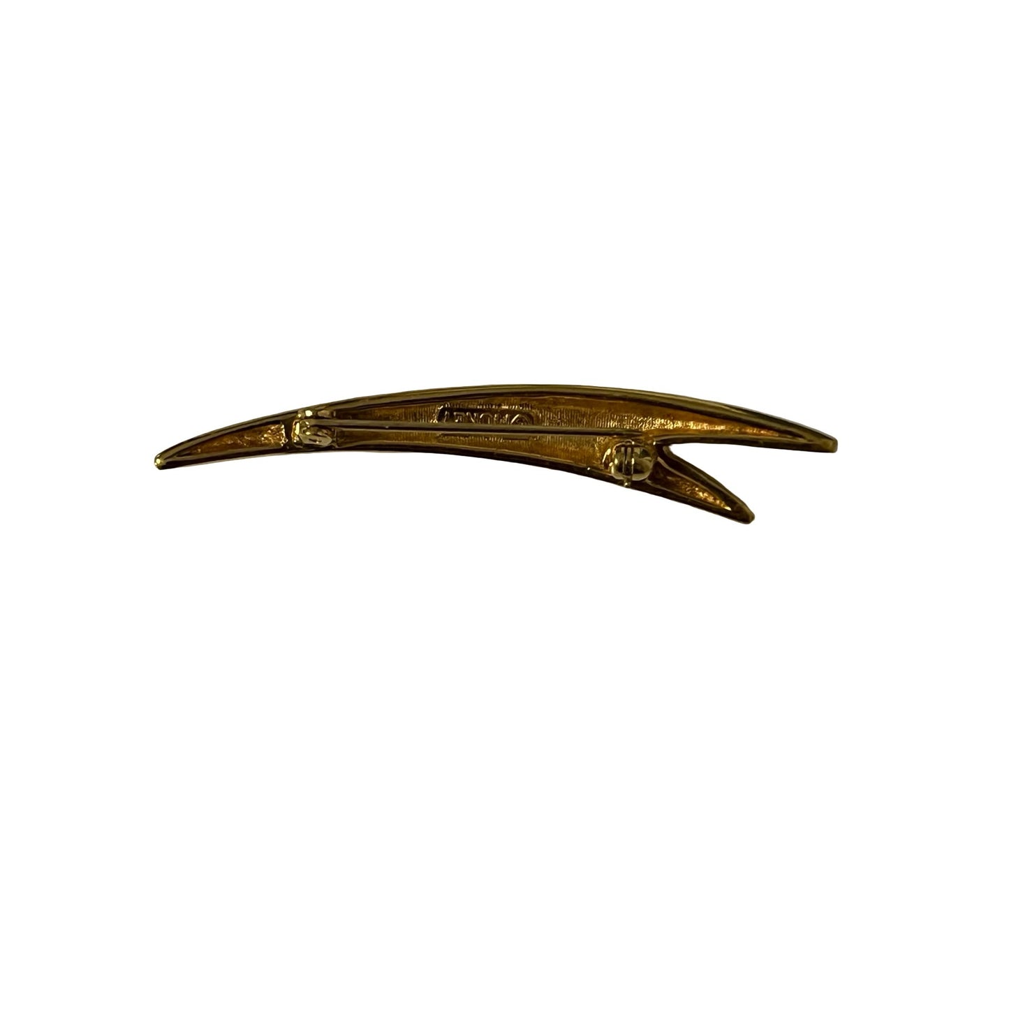 Monet Gold Tone Modernist Curved Bar Brooch Minimalist Sleek Pin 2 Inch Vintage