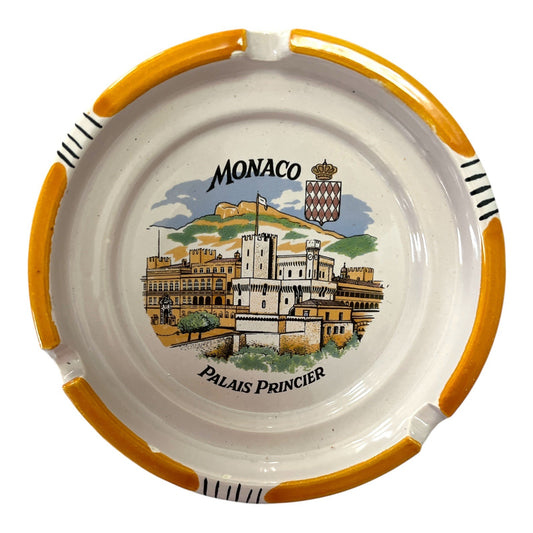 Vintage Monaco Palais Princier Ceramic Ashtray – Souvenir of Monte Carlo – 5.5"