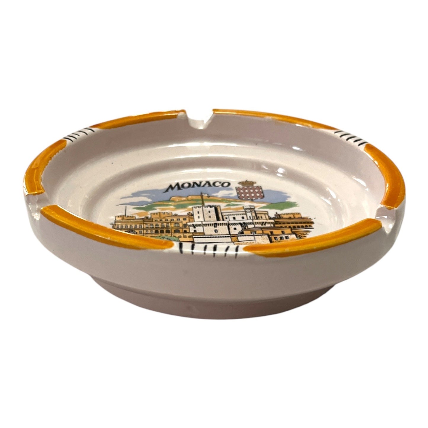 Vintage Monaco Palais Princier Ceramic Ashtray – Souvenir of Monte Carlo – 5.5"