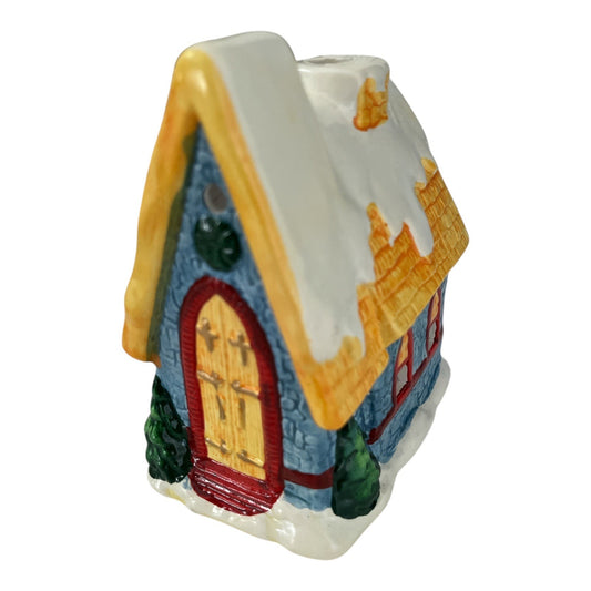 Vintage Holiday Village Hand-Painted Ceramic House Candle Holder – J.S.N.Y. Taiwan #5675-CC with Box