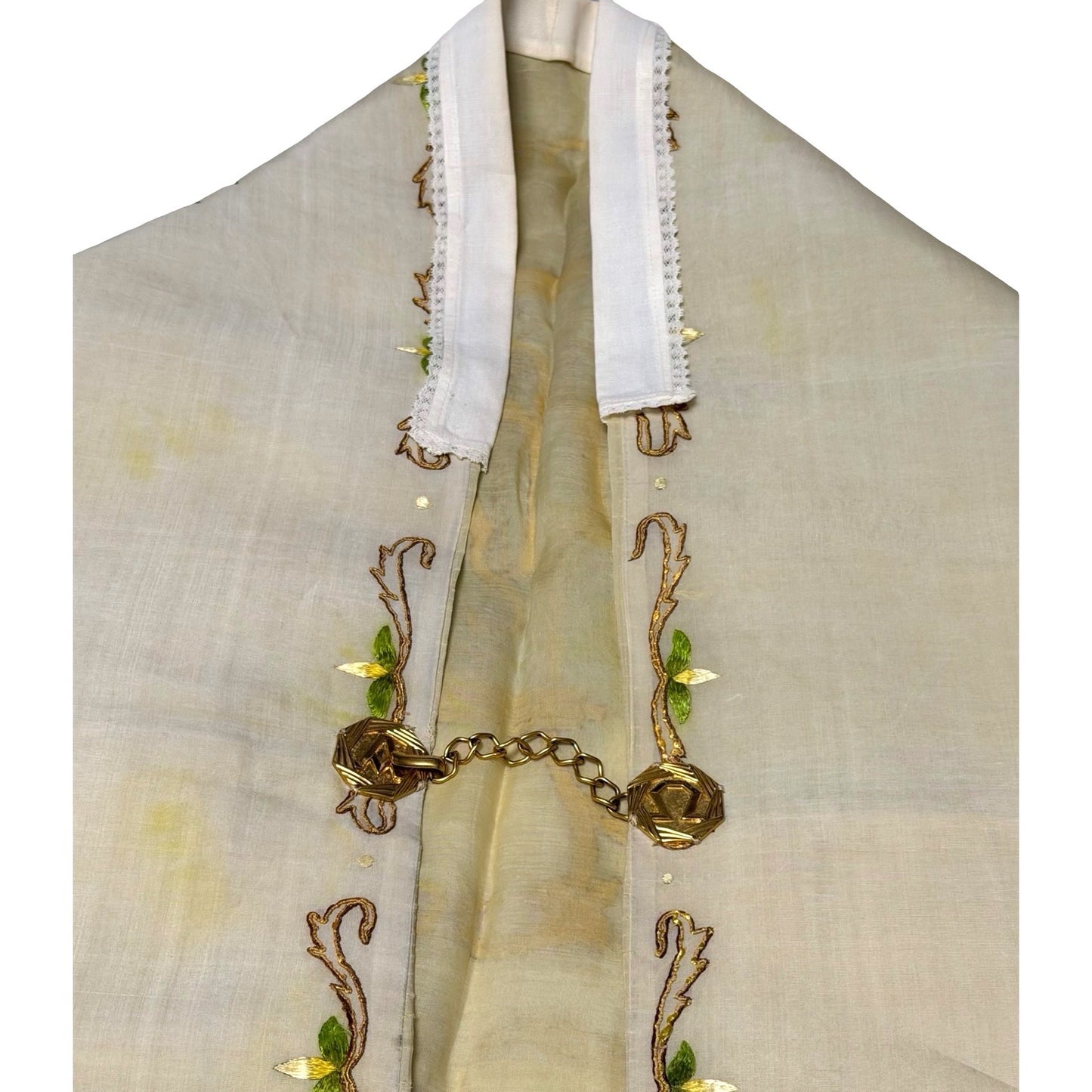 Vintage Embroidered Religious Vestment Stole Gold Floral Liturgical Ecclesiastical Garment 48x19