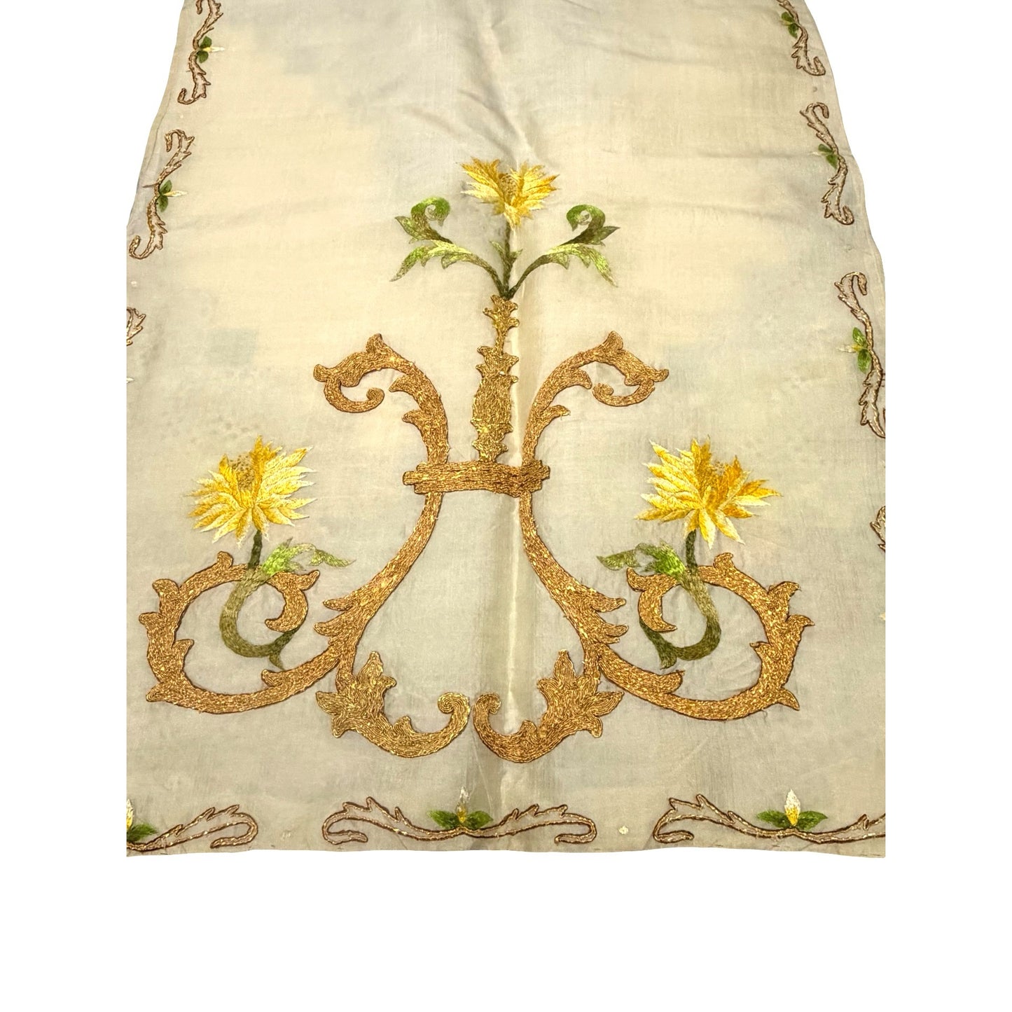 Vintage Embroidered Religious Vestment Stole Gold Floral Liturgical Ecclesiastical Garment 48x19