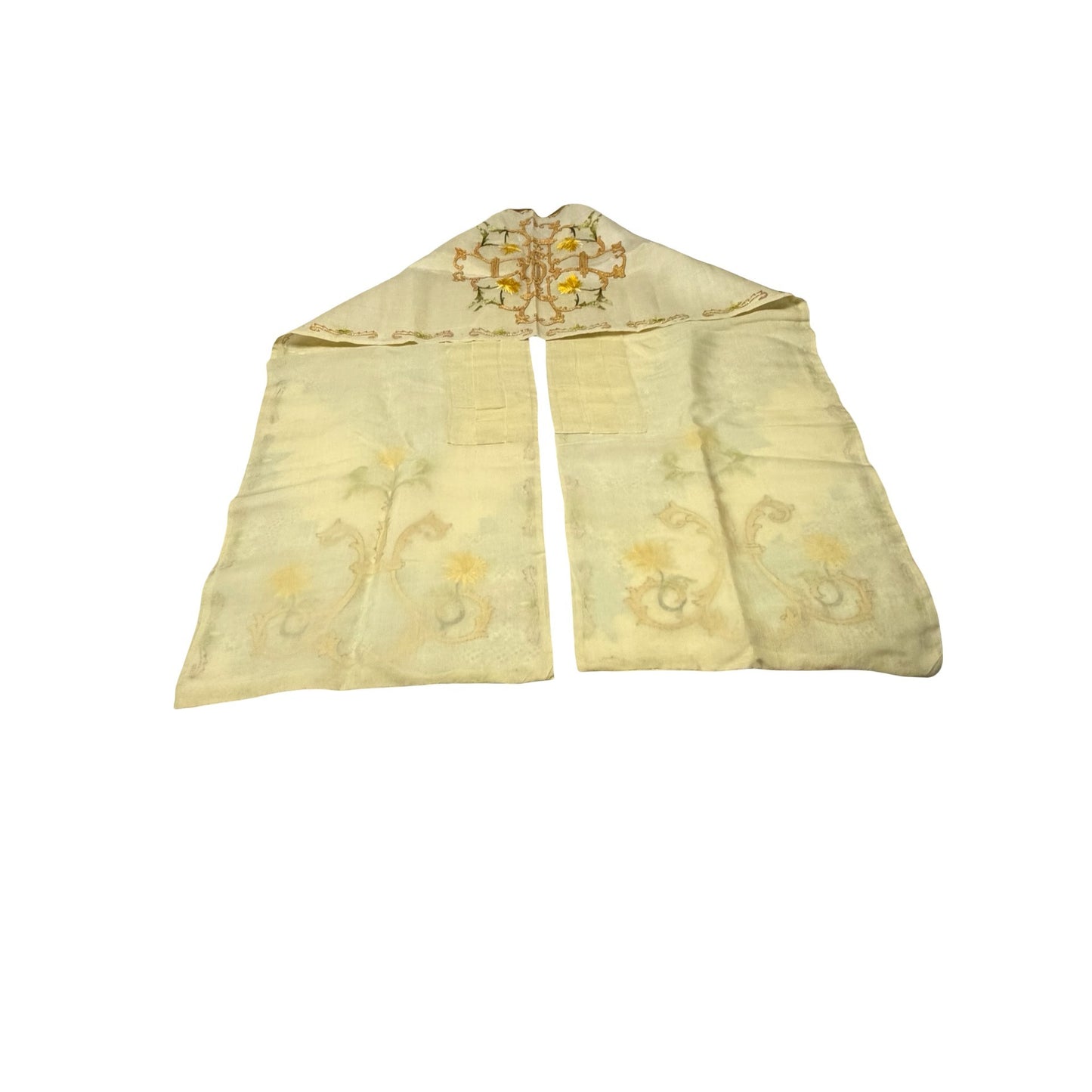 Vintage Embroidered Religious Vestment Stole Gold Floral Liturgical Ecclesiastical Garment 48x19