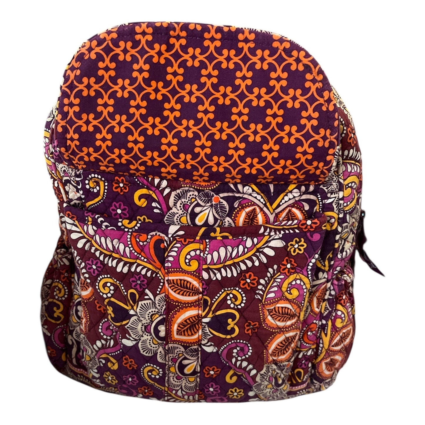 Vera Bradley Backpack – Plum Crazy Pattern | Quilted Cotton Fabric | Purple Orange Floral