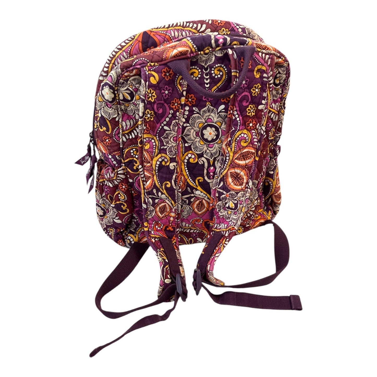 Vera Bradley Backpack – Plum Crazy Pattern | Quilted Cotton Fabric | Purple Orange Floral