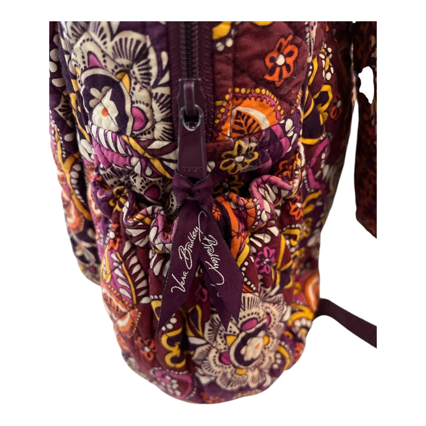 Vera Bradley Backpack – Plum Crazy Pattern | Quilted Cotton Fabric | Purple Orange Floral