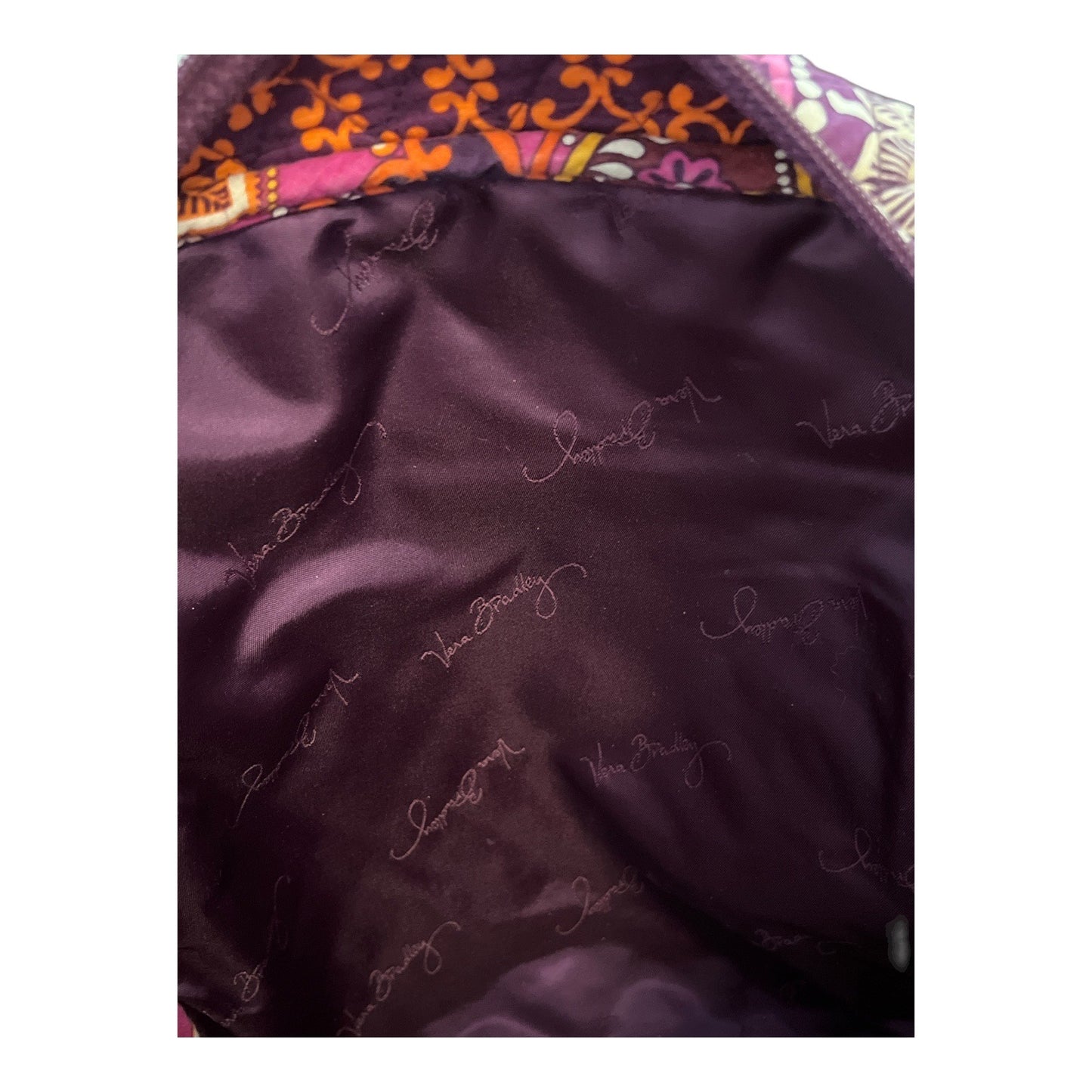 Vera Bradley Backpack – Plum Crazy Pattern | Quilted Cotton Fabric | Purple Orange Floral