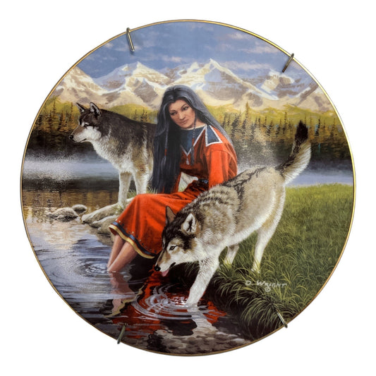 Hamilton Collection “Peaceful Reflections” Plate – David Wright – Woman & Wolf – 1997 Familiar Spirits – 8"