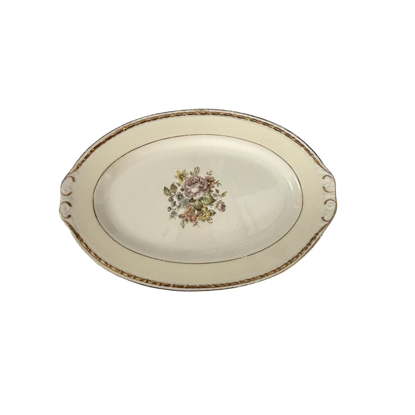 Homer Laughlin Georgian Eggshell Floral Oval Vegetable Bowl Serving Dish 9.5"x6"