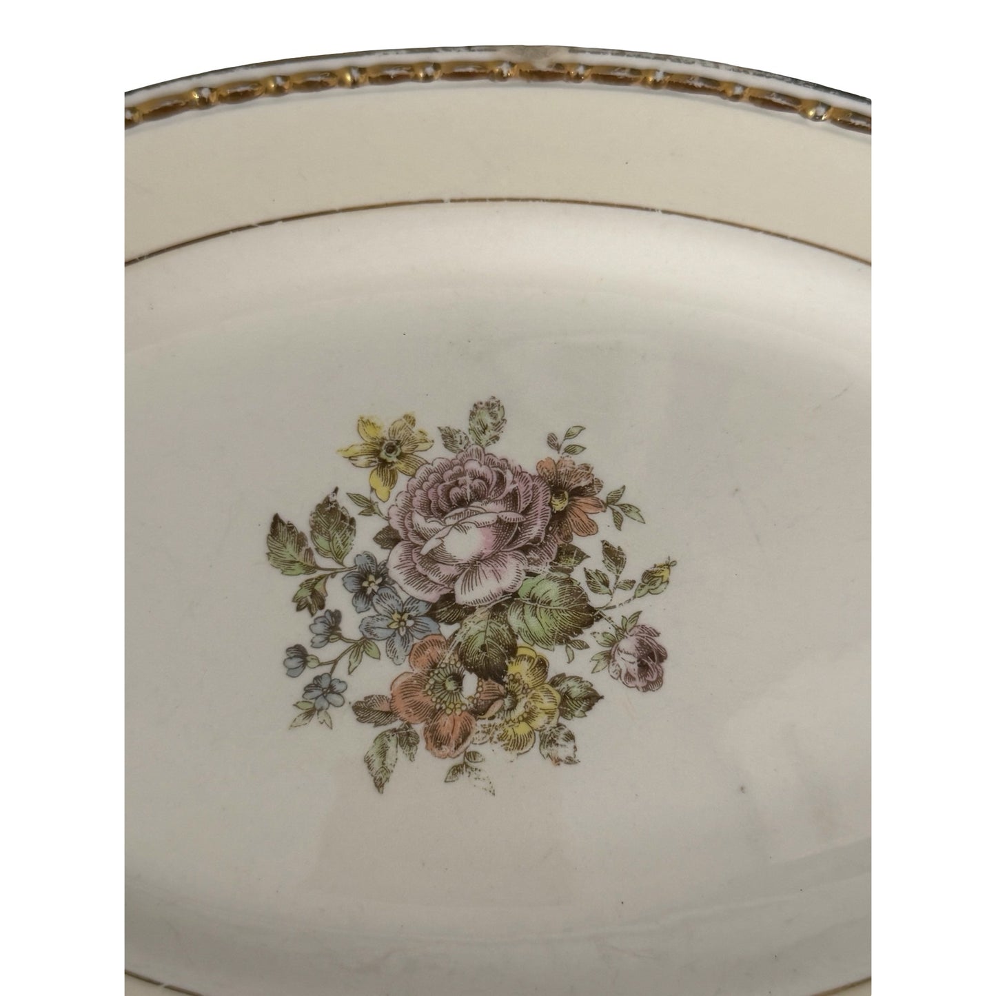 Homer Laughlin Georgian Eggshell Floral Oval Vegetable Bowl Serving Dish 9.5"x6"
