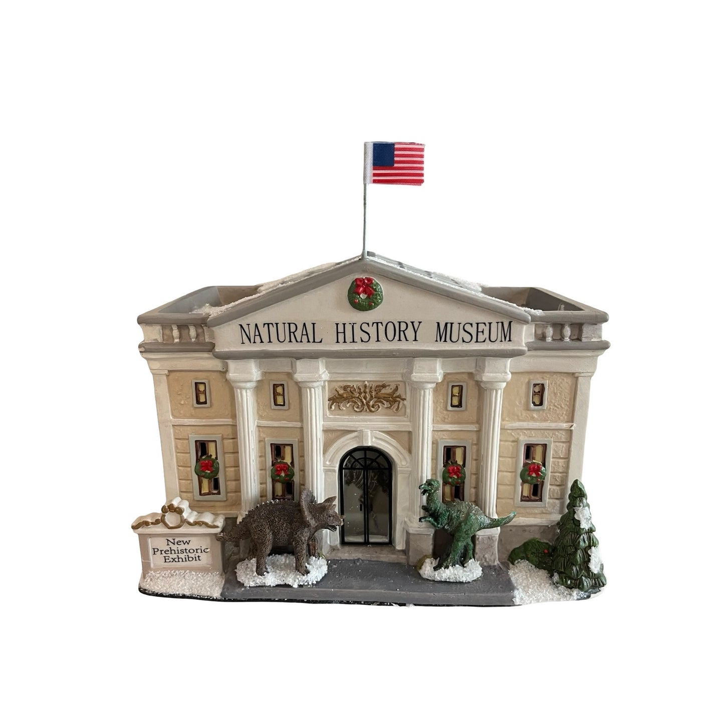 St Nicholas Square Natural History Museum Illuminated Christmas Village Dinosaur 2016