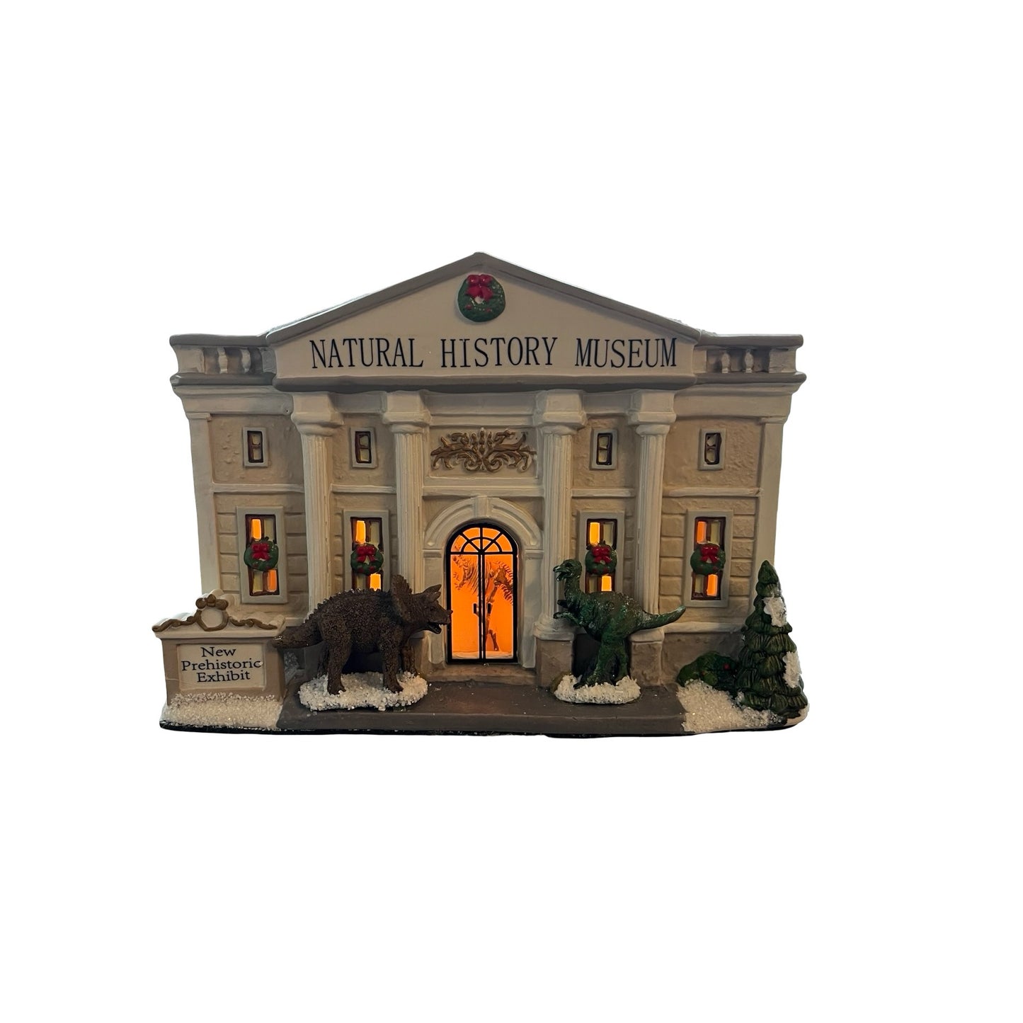 St Nicholas Square Natural History Museum Illuminated Christmas Village Dinosaur 2016