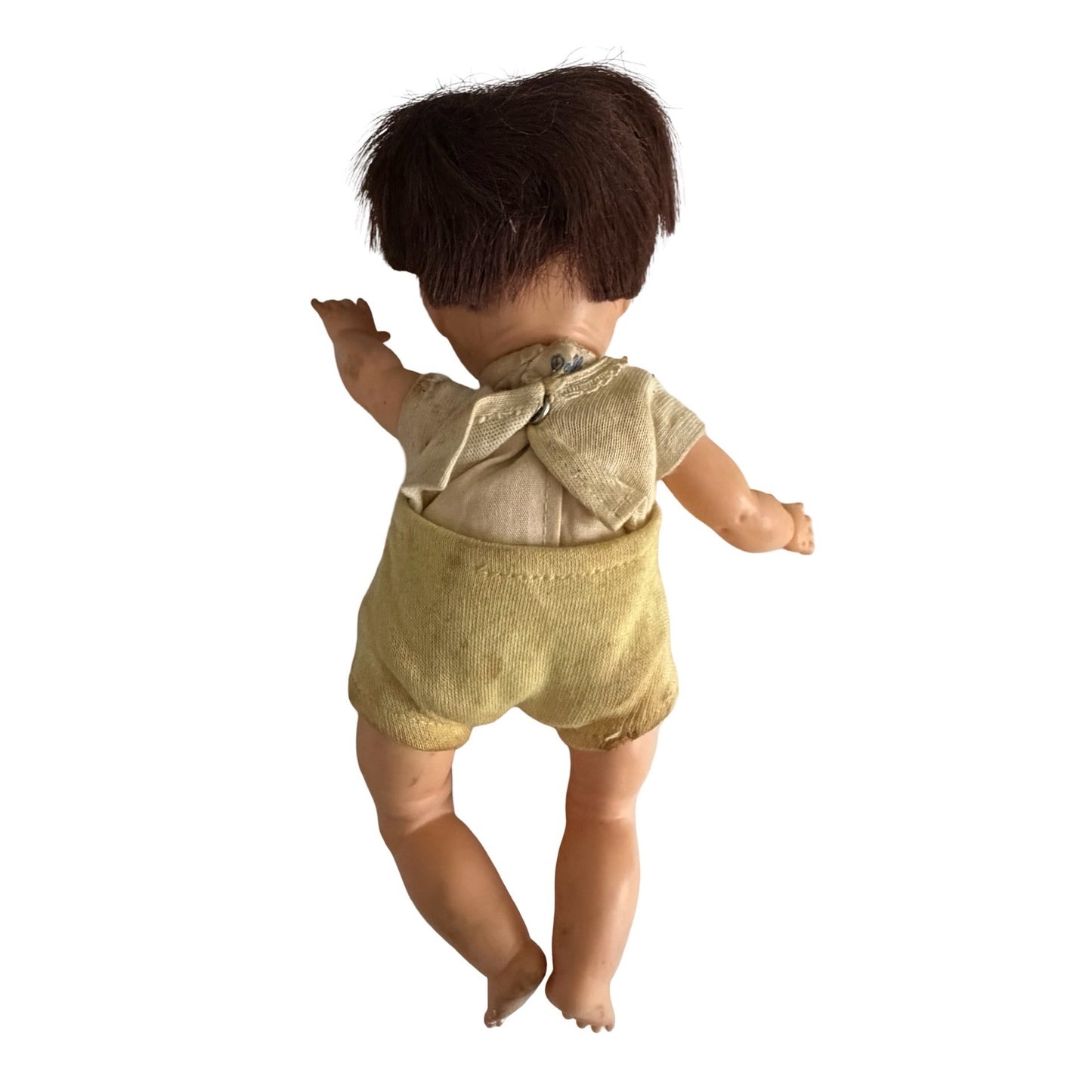 Vintage Vogue Doll Inc. Ginny Baby Doll 9” Sleep Eyes Brown Hair Yellow Romper