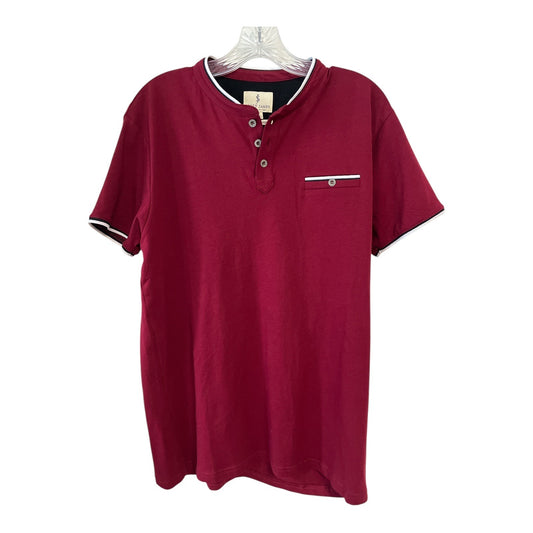 Scott James Men’s Short Sleeve Henley Shirt – Red – Size L (Fits Like U.S. Medium) – 21 x 28