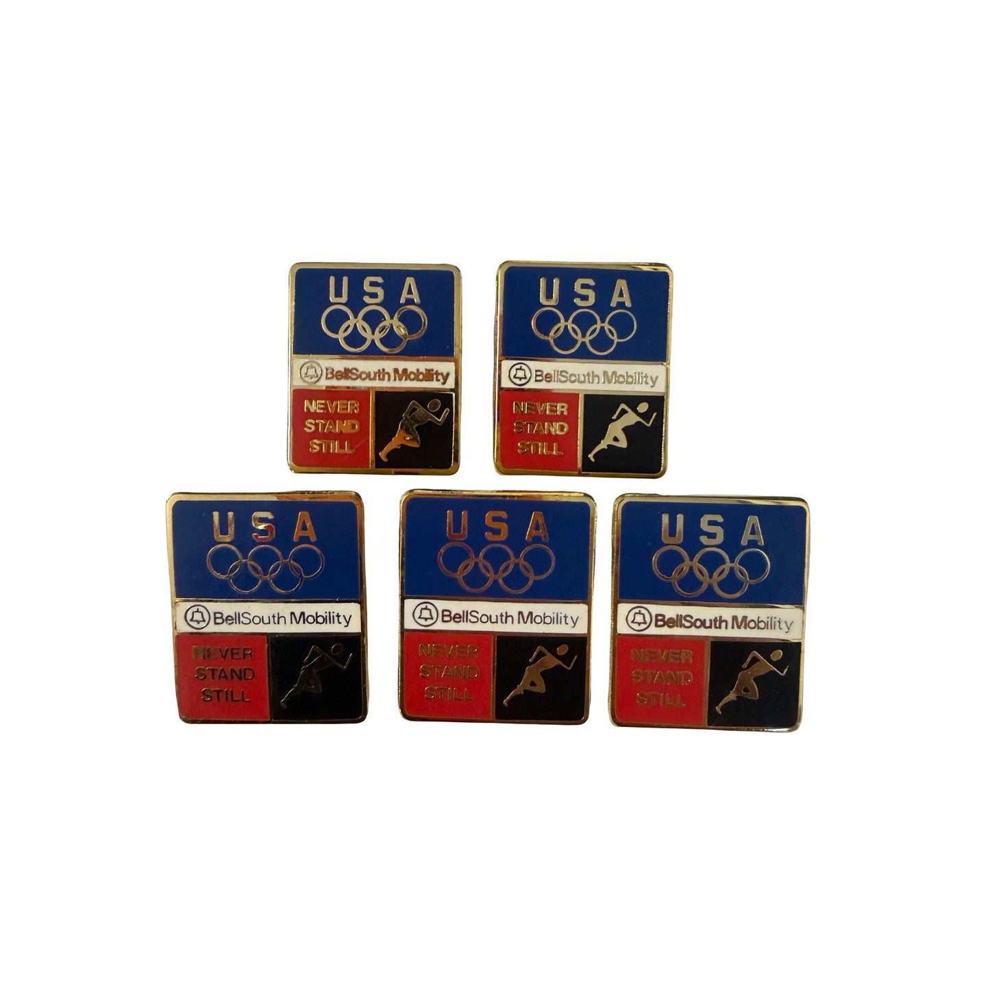 Lot of 5 USA Olympic Team BellSouth Mobility Never Stand Still Advertising Pins