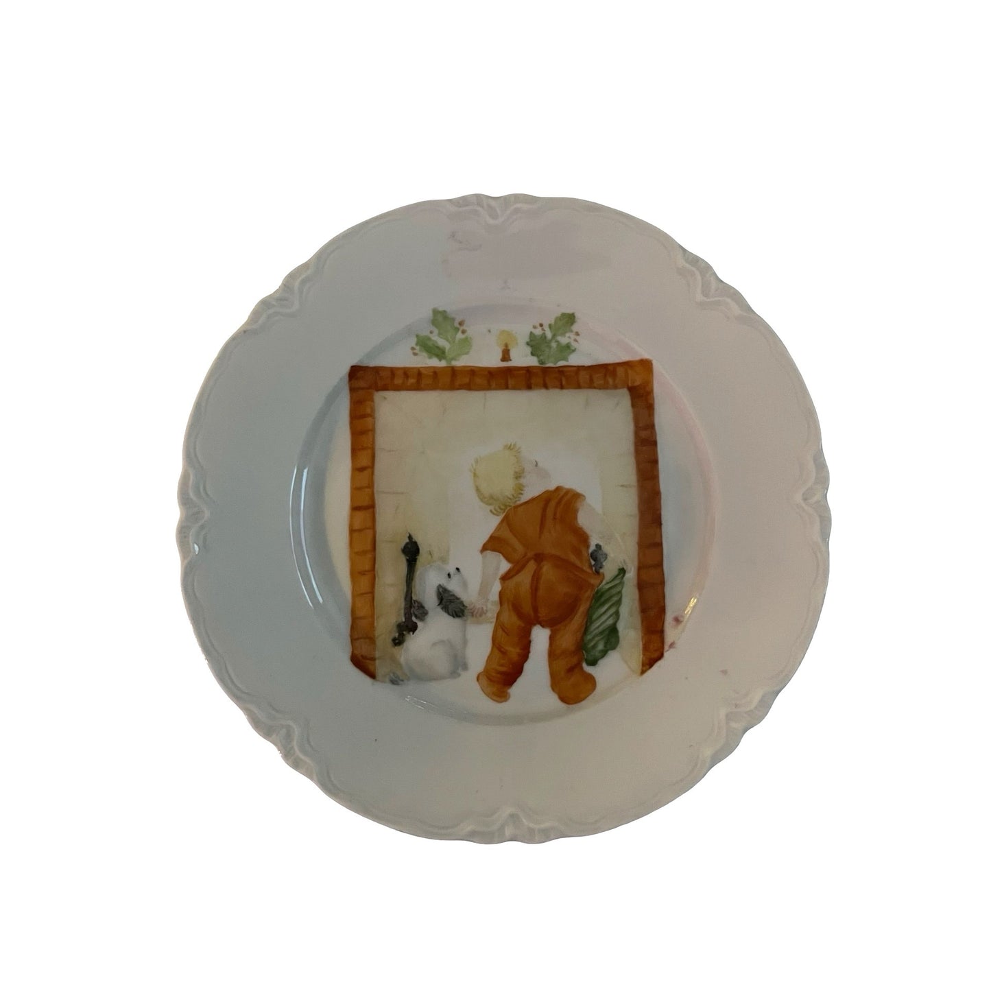Vintage Hutschenreuther Selb Bavaria Plate Child Looking Up Chimney Santa Scene Germany