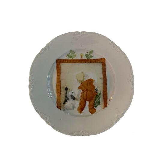 Vintage Hutschenreuther Selb Bavaria Plate Child Looking Up Chimney Santa Scene Germany