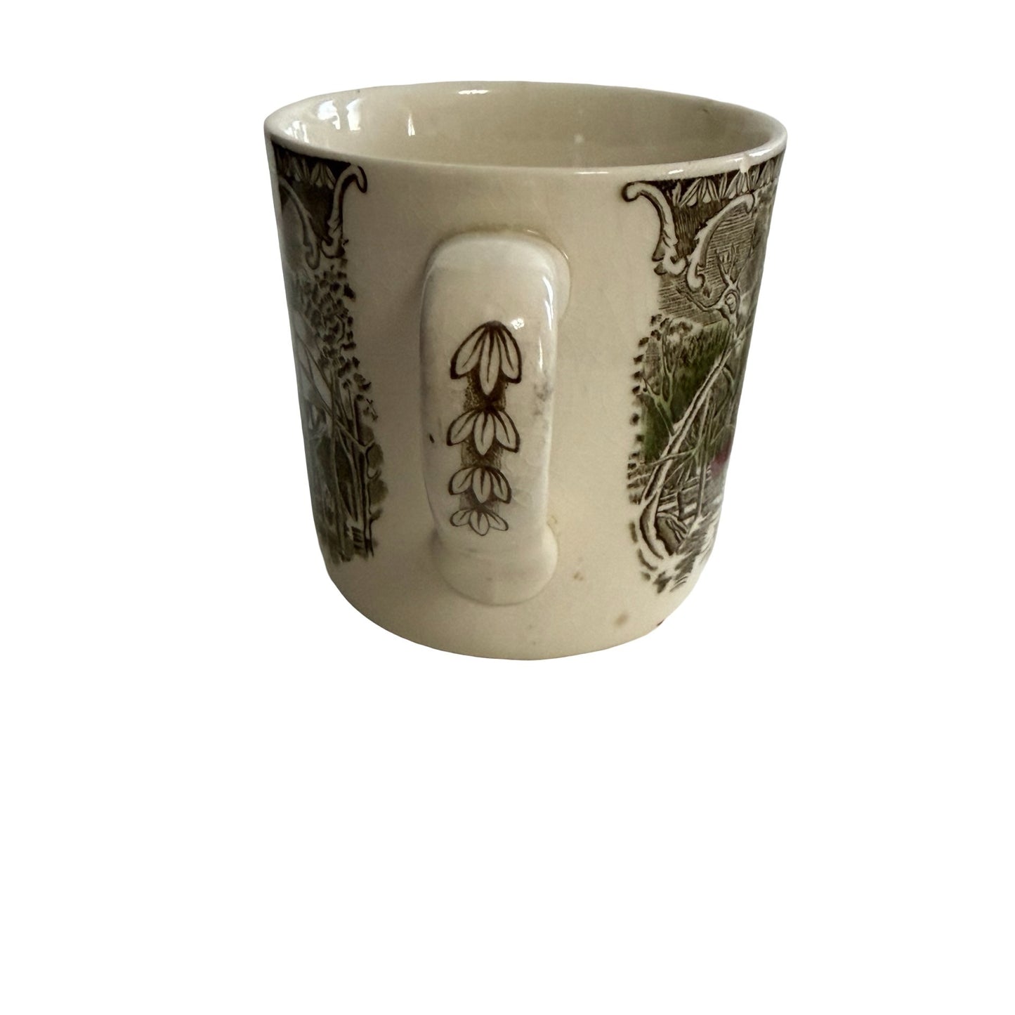 Vintage Made in England Scenic Transferware Mug Covered Bridge Mill Landscape
