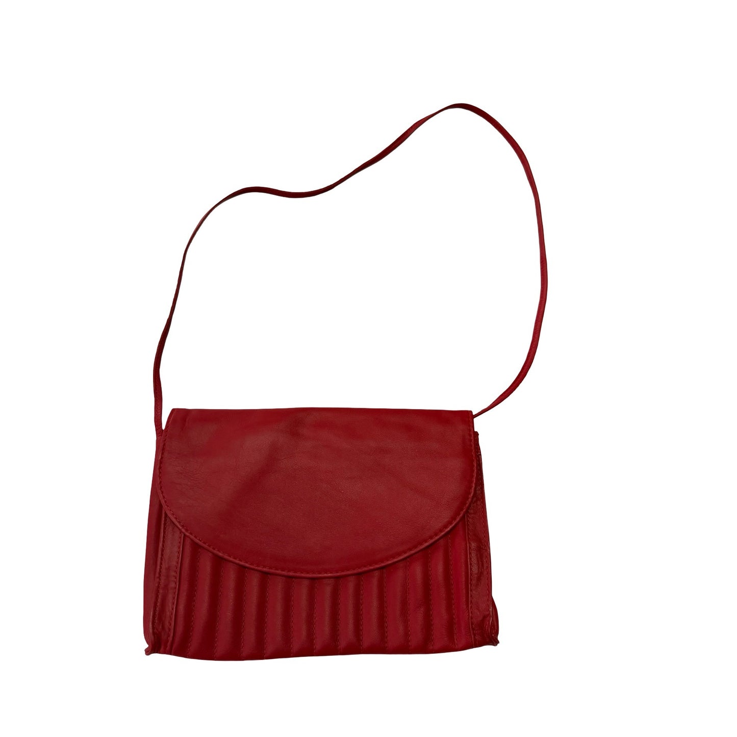 Latico Red Leather Shoulder Bag Vintage Pleated Front Flap Purse