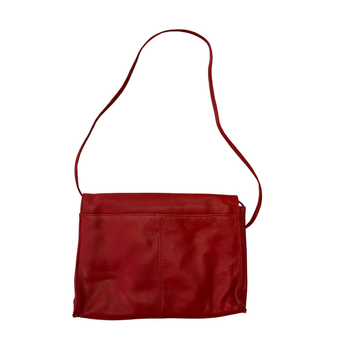 Latico Red Leather Shoulder Bag Vintage Pleated Front Flap Purse